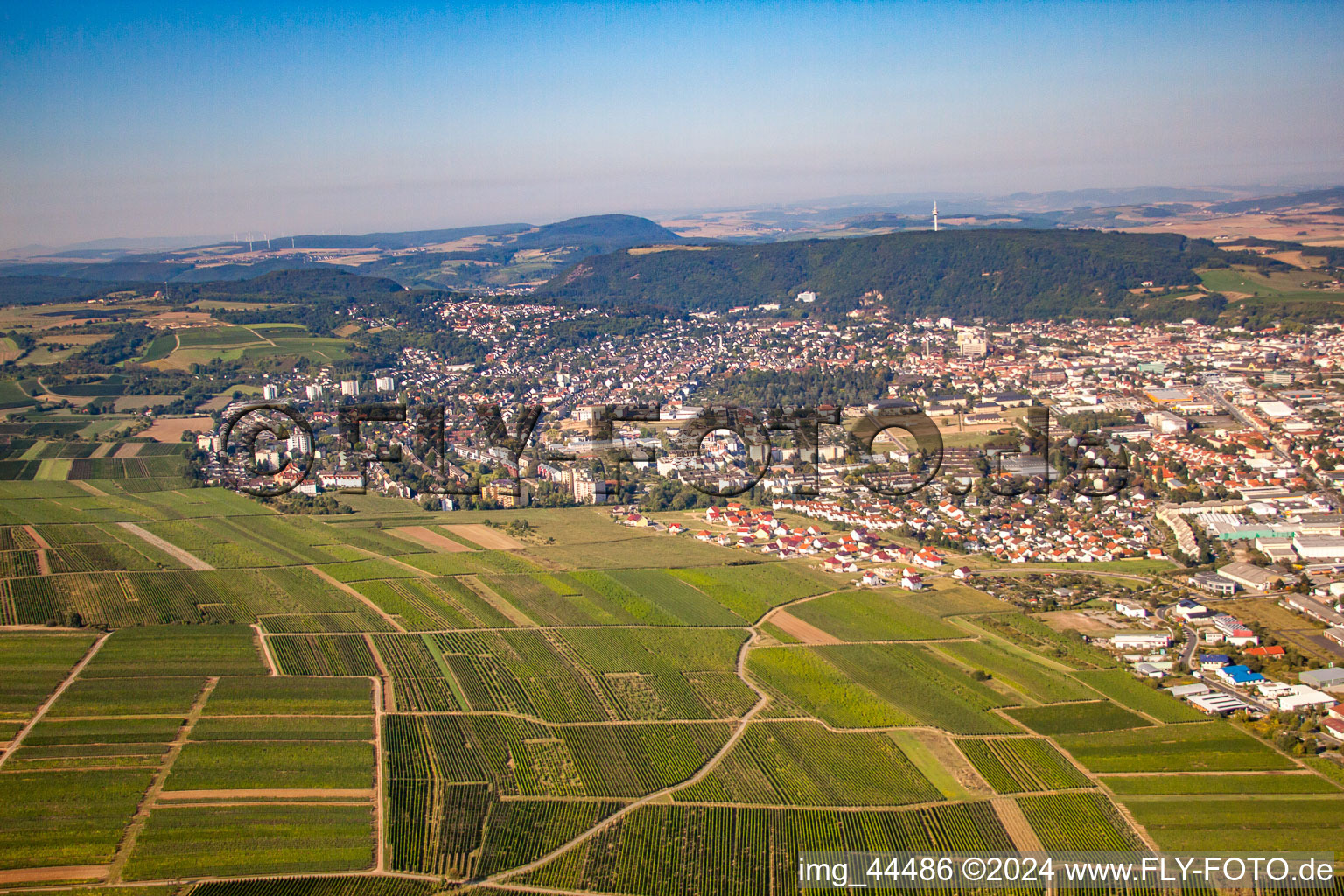 Vue aérienne de Vue des rues et des maisons des quartiers résidentiels à le quartier Planig in Bad Kreuznach dans le département Rhénanie-Palatinat, Allemagne