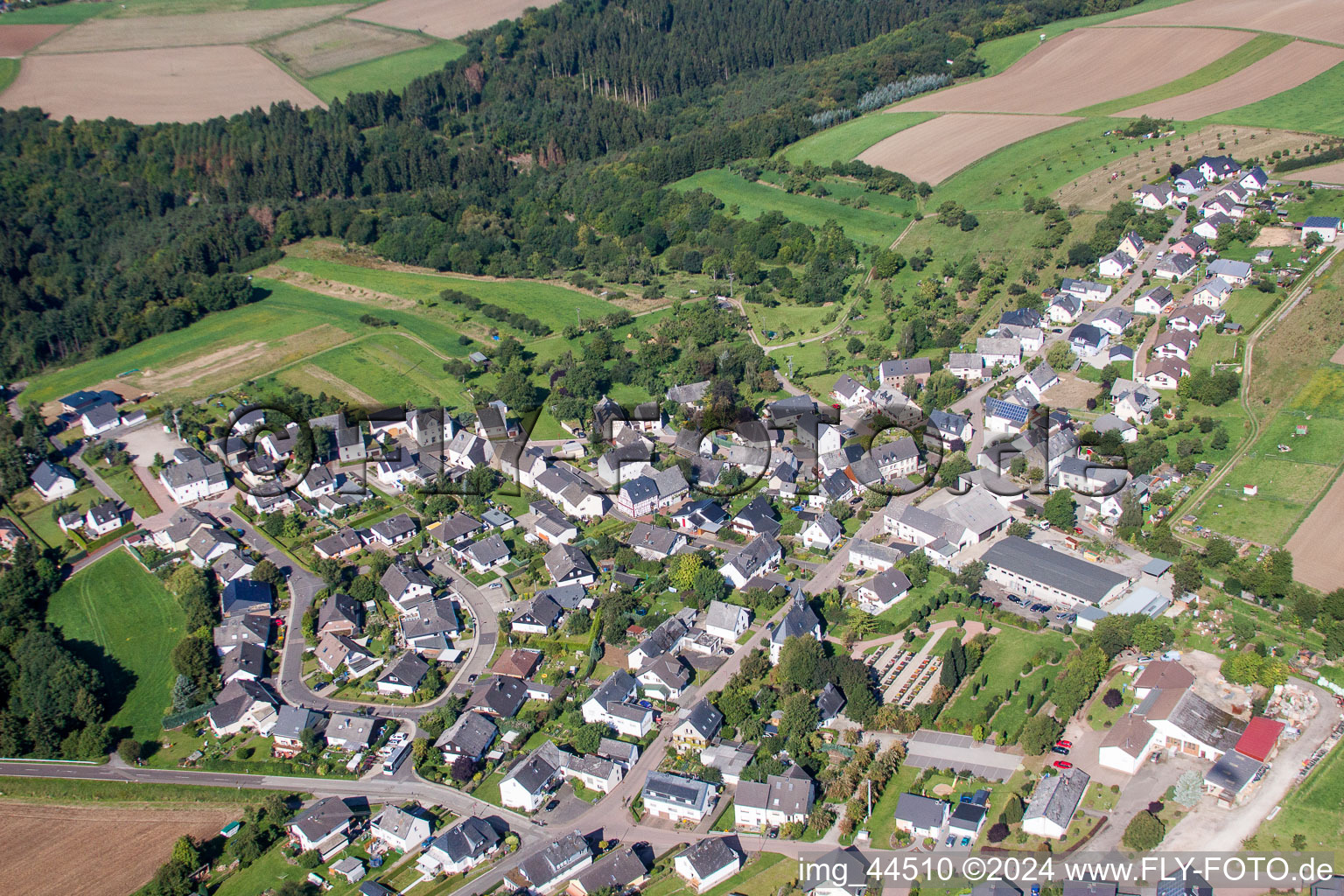 Vue aérienne de Champs agricoles et surfaces utilisables à Kratzenburg dans le département Rhénanie-Palatinat, Allemagne