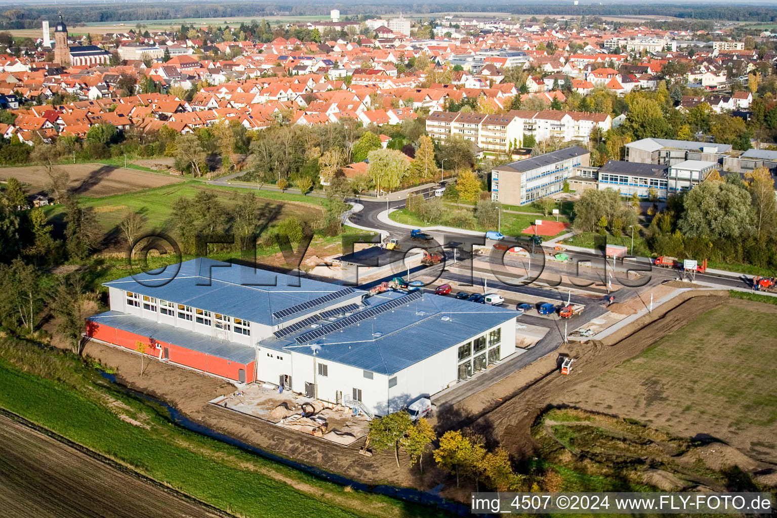 Vue aérienne de Salle de réception Bienwaldhalle à Kandel dans le département Rhénanie-Palatinat, Allemagne