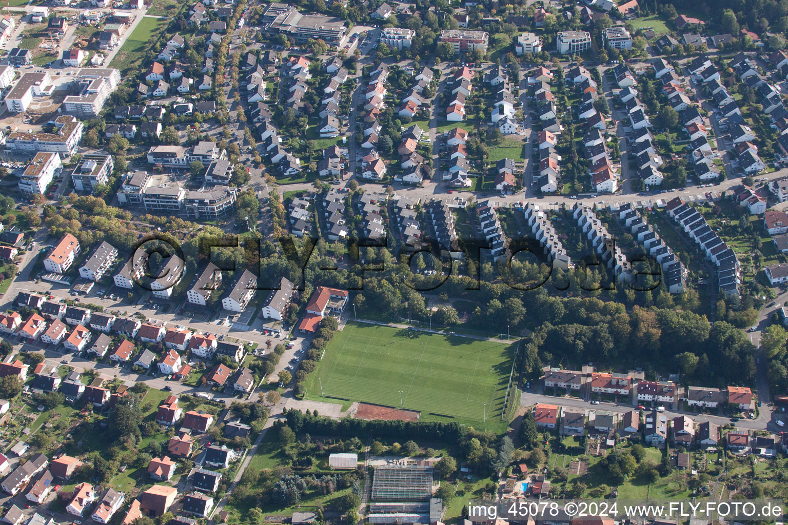 Vue aérienne de FC Busenbach 1920 eV à le quartier Busenbach in Waldbronn dans le département Bade-Wurtemberg, Allemagne