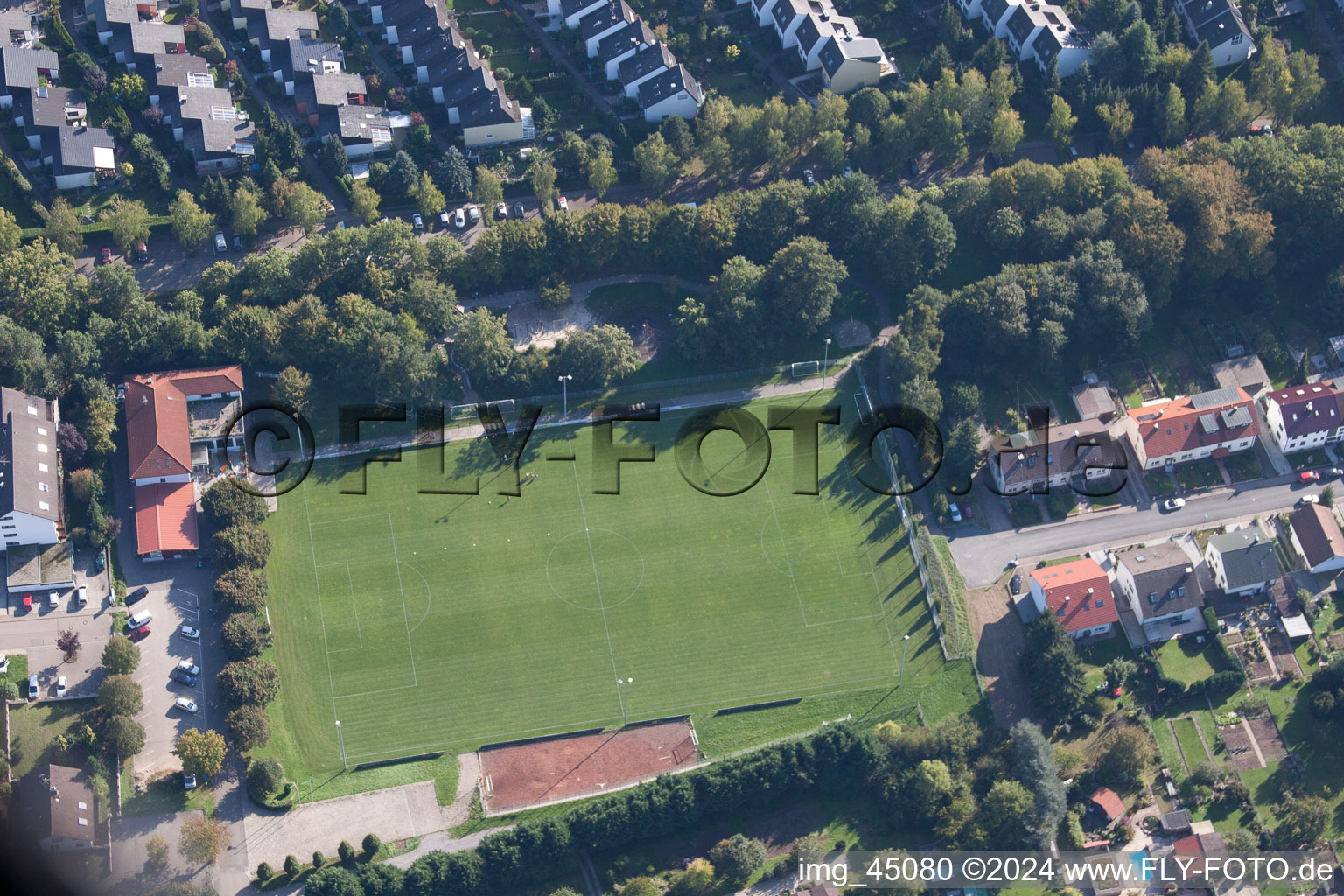 Vue aérienne de FC Busenbach 1920 eV à le quartier Busenbach in Waldbronn dans le département Bade-Wurtemberg, Allemagne