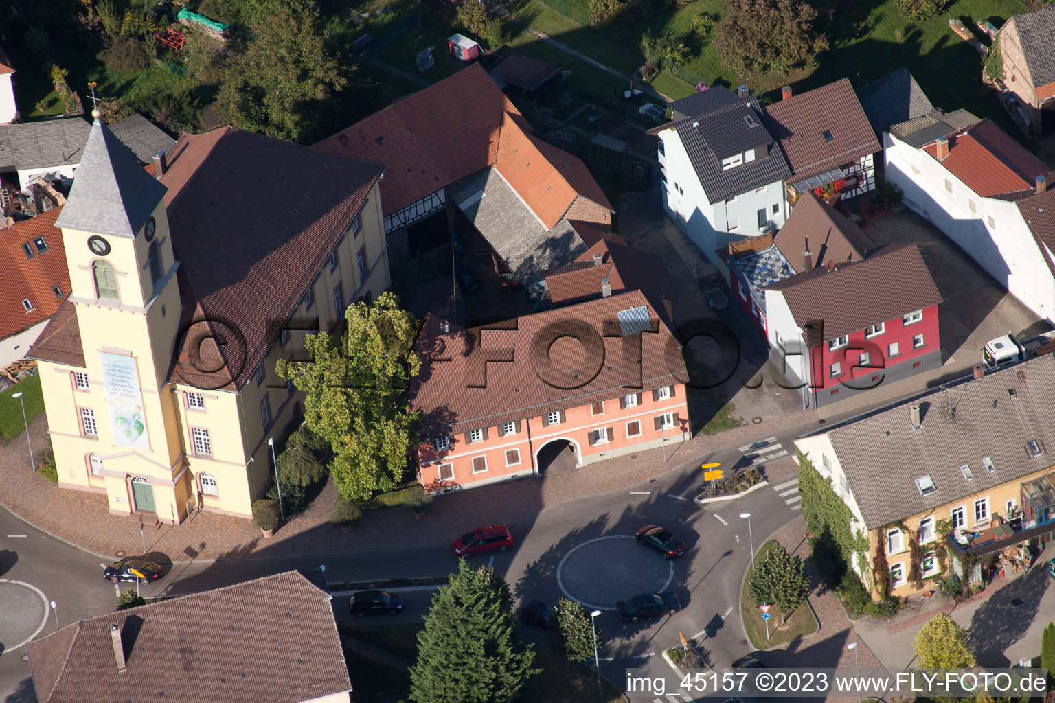 Quartier Langensteinbach in Karlsbad dans le département Bade-Wurtemberg, Allemagne vue d'en haut