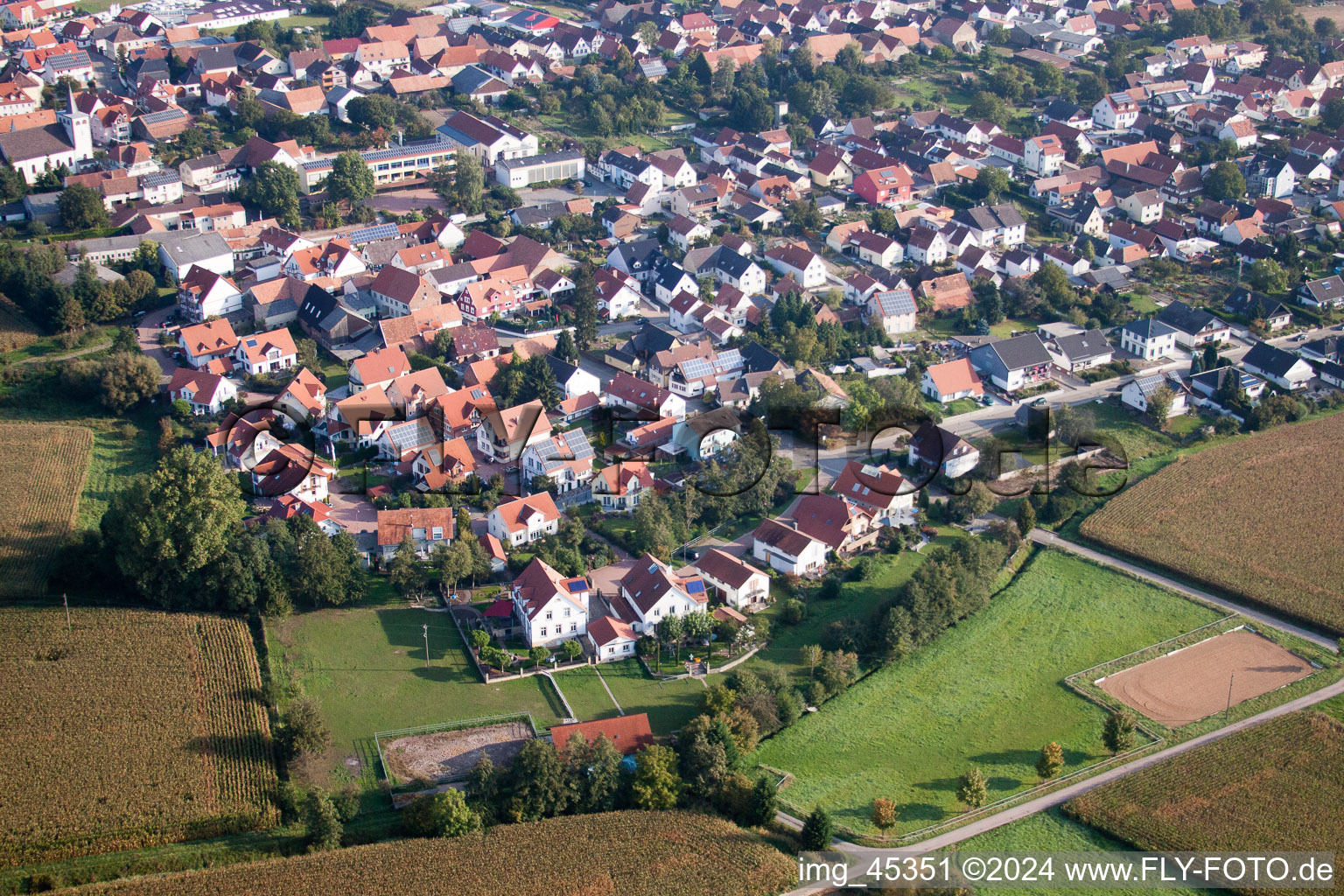 Minfeld dans le département Rhénanie-Palatinat, Allemagne vue d'en haut