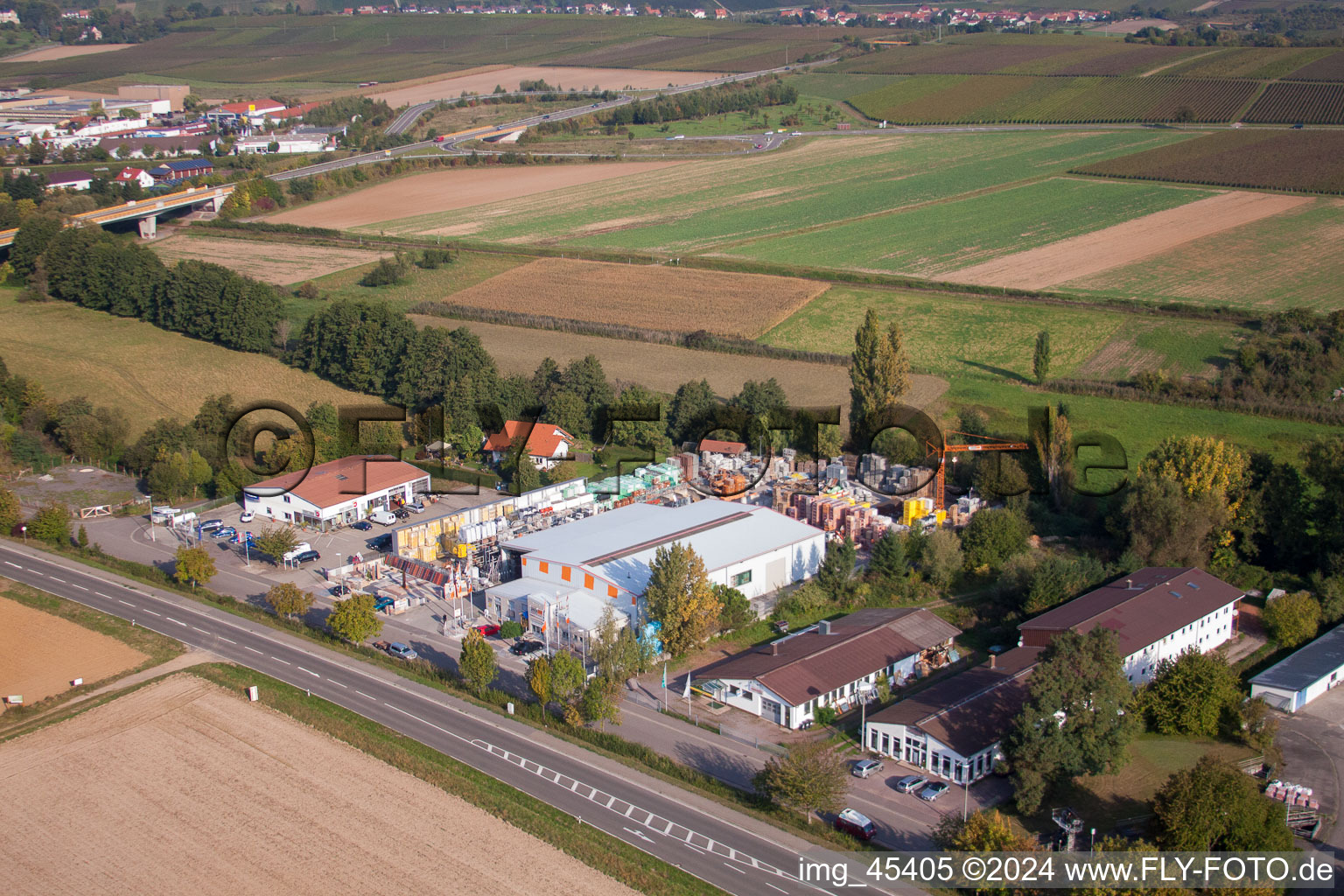 Vue aérienne de Union Bauzentrum Hornbach à le quartier Kapellen in Kapellen-Drusweiler dans le département Rhénanie-Palatinat, Allemagne