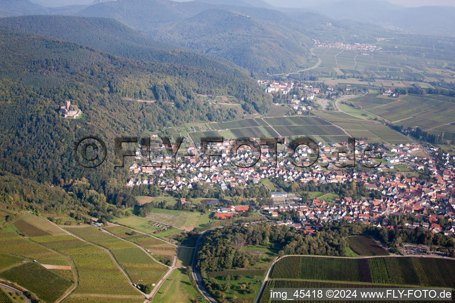 Klingenmünster dans le département Rhénanie-Palatinat, Allemagne depuis l'avion