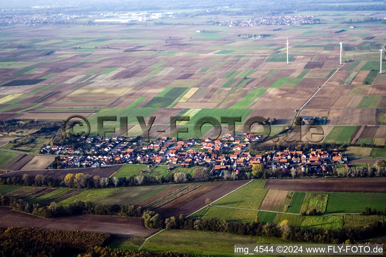 Vue oblique de Du sud à Herxheimweyher dans le département Rhénanie-Palatinat, Allemagne