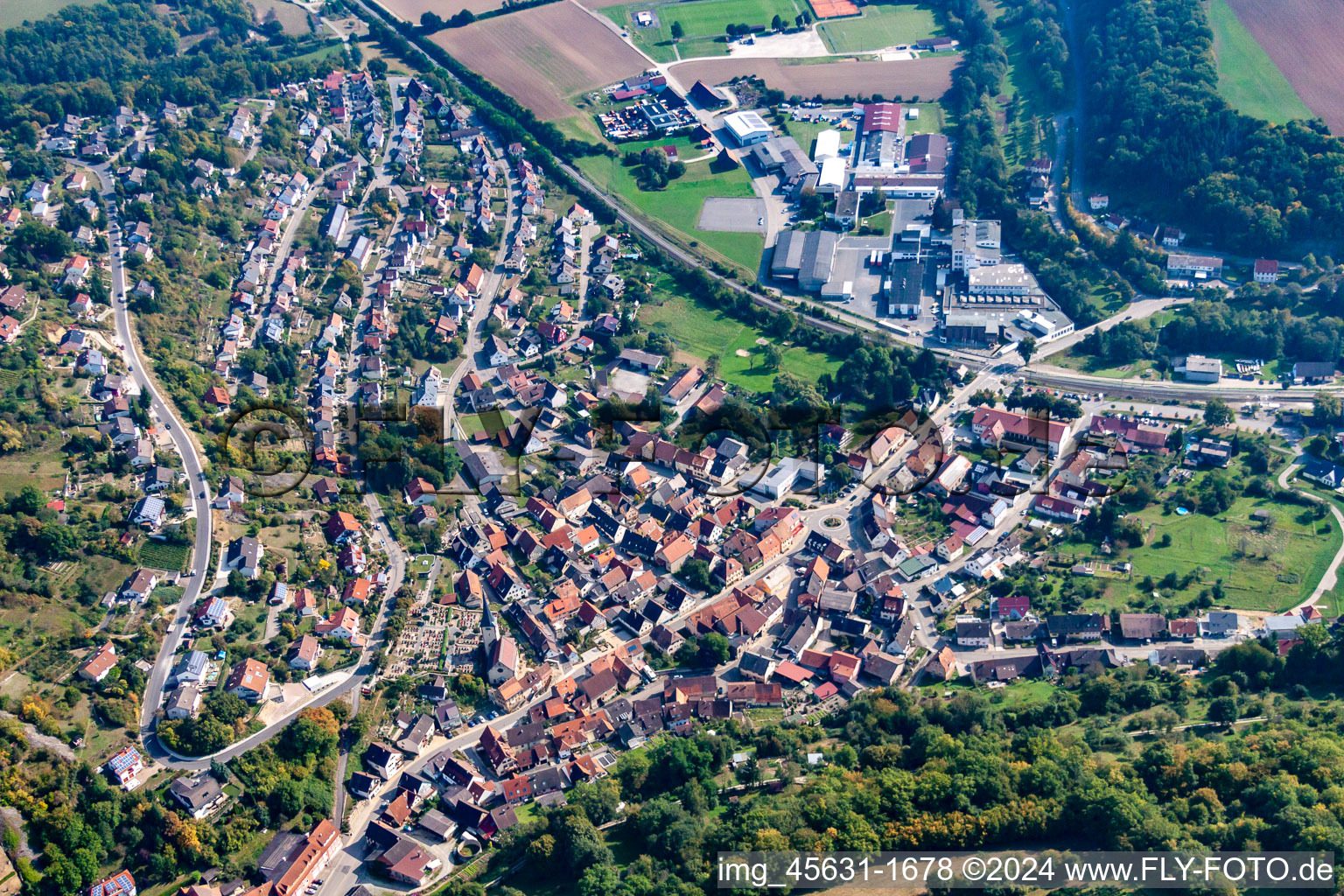 Vue oblique de Roigheim dans le département Bade-Wurtemberg, Allemagne