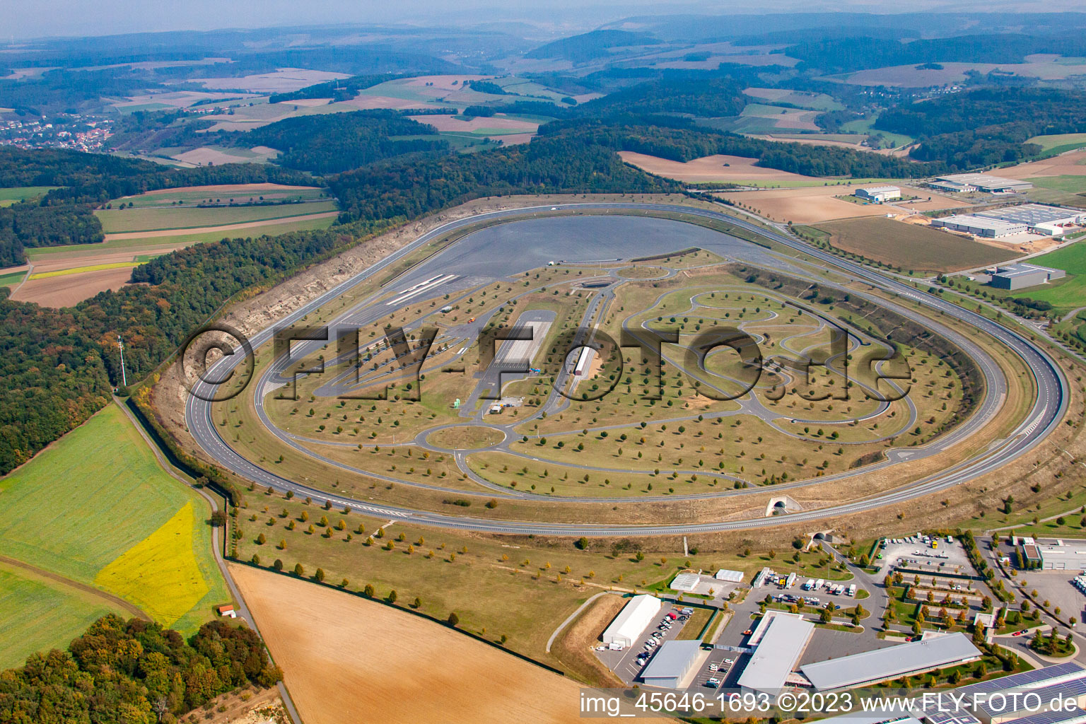 Vue aérienne de Centre de test Boxberg, piste de test à le quartier Windischbuch in Boxberg dans le département Bade-Wurtemberg, Allemagne