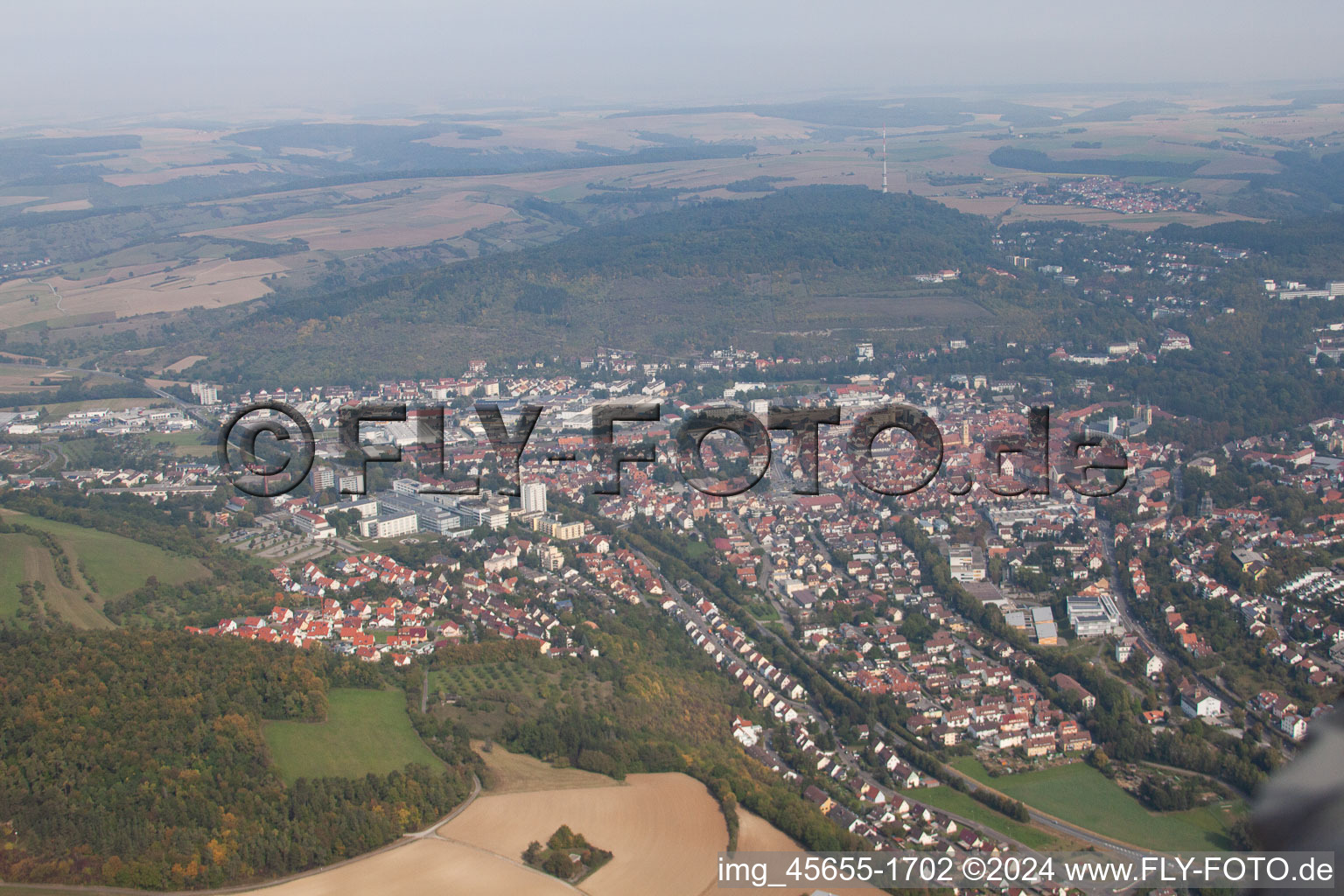 Vue aérienne de Bad Mergentheim dans le département Bade-Wurtemberg, Allemagne