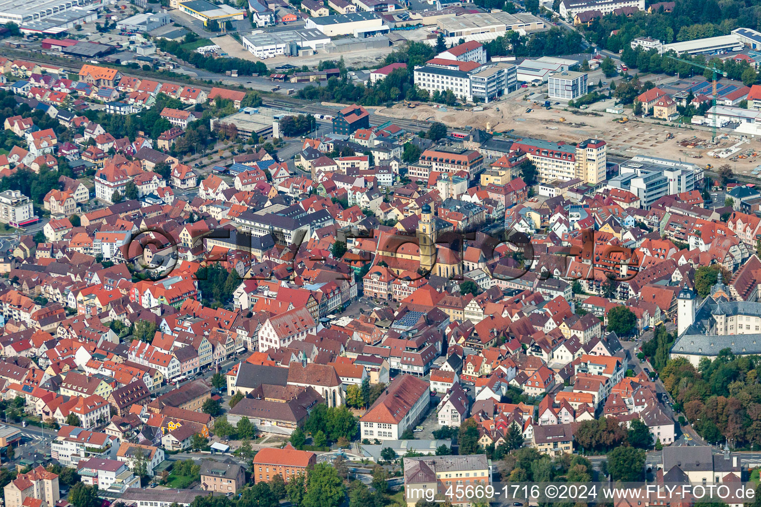 Vue aérienne de Vieille ville à Bad Mergentheim dans le département Bade-Wurtemberg, Allemagne