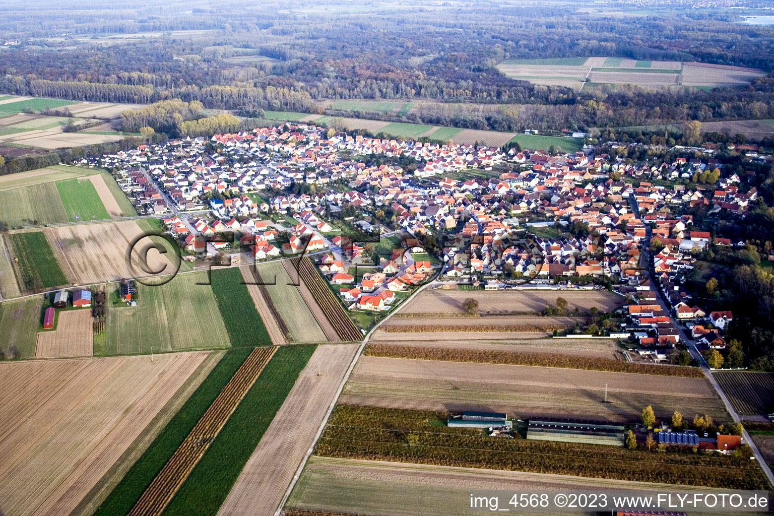 Photographie aérienne de De l'ouest à Hördt dans le département Rhénanie-Palatinat, Allemagne