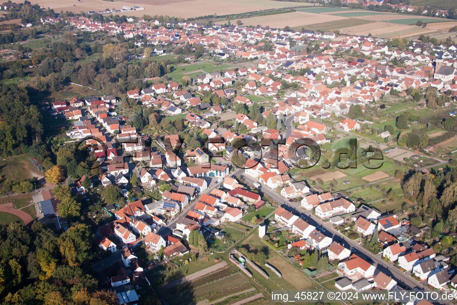 Quartier Schaidt in Wörth am Rhein dans le département Rhénanie-Palatinat, Allemagne vu d'un drone