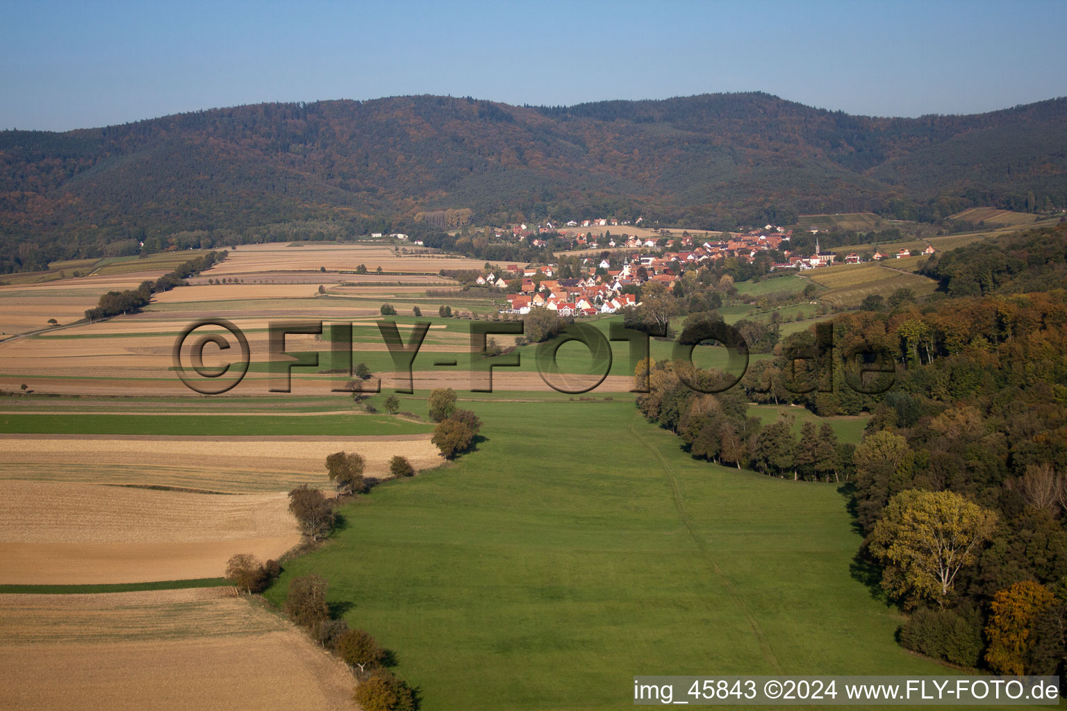 Vue oblique de Bremmelbach dans le département Bas Rhin, France