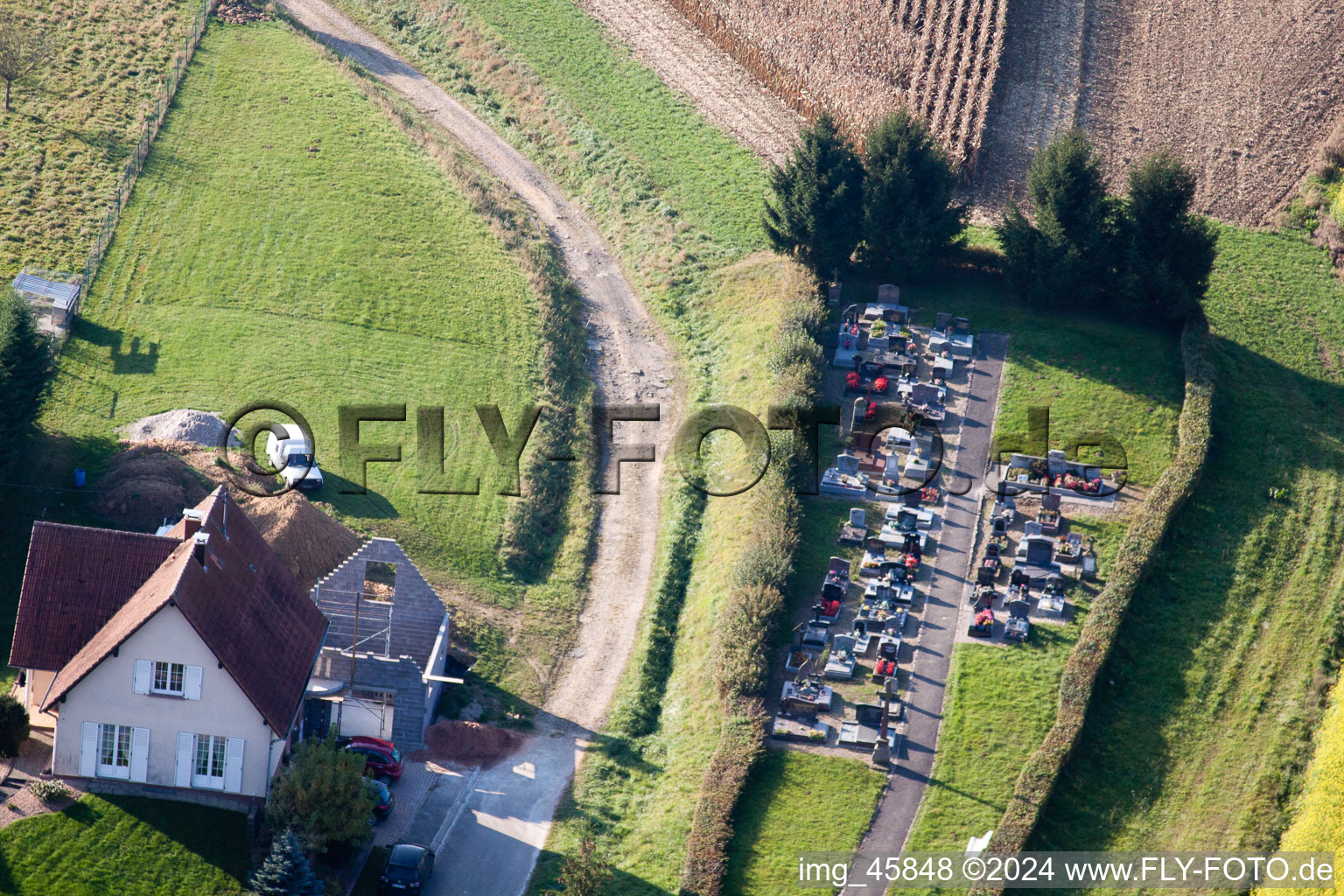 Bremmelbach dans le département Bas Rhin, France depuis l'avion