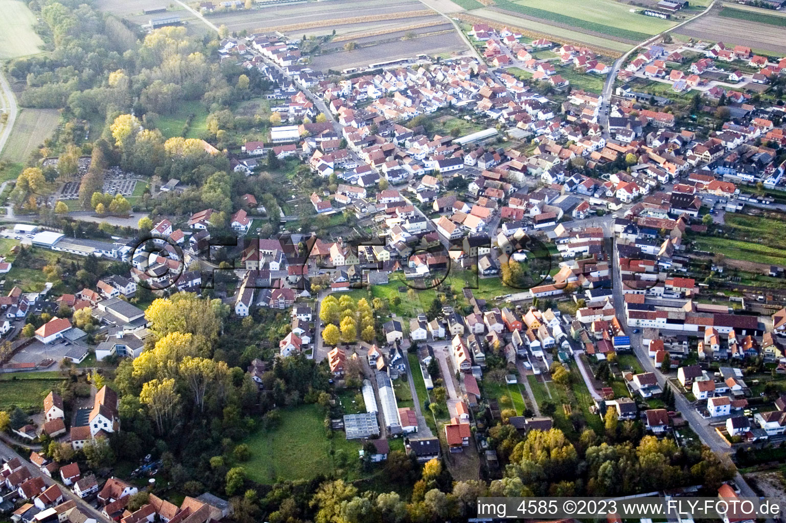 Vue oblique de Du sud-est à Hördt dans le département Rhénanie-Palatinat, Allemagne