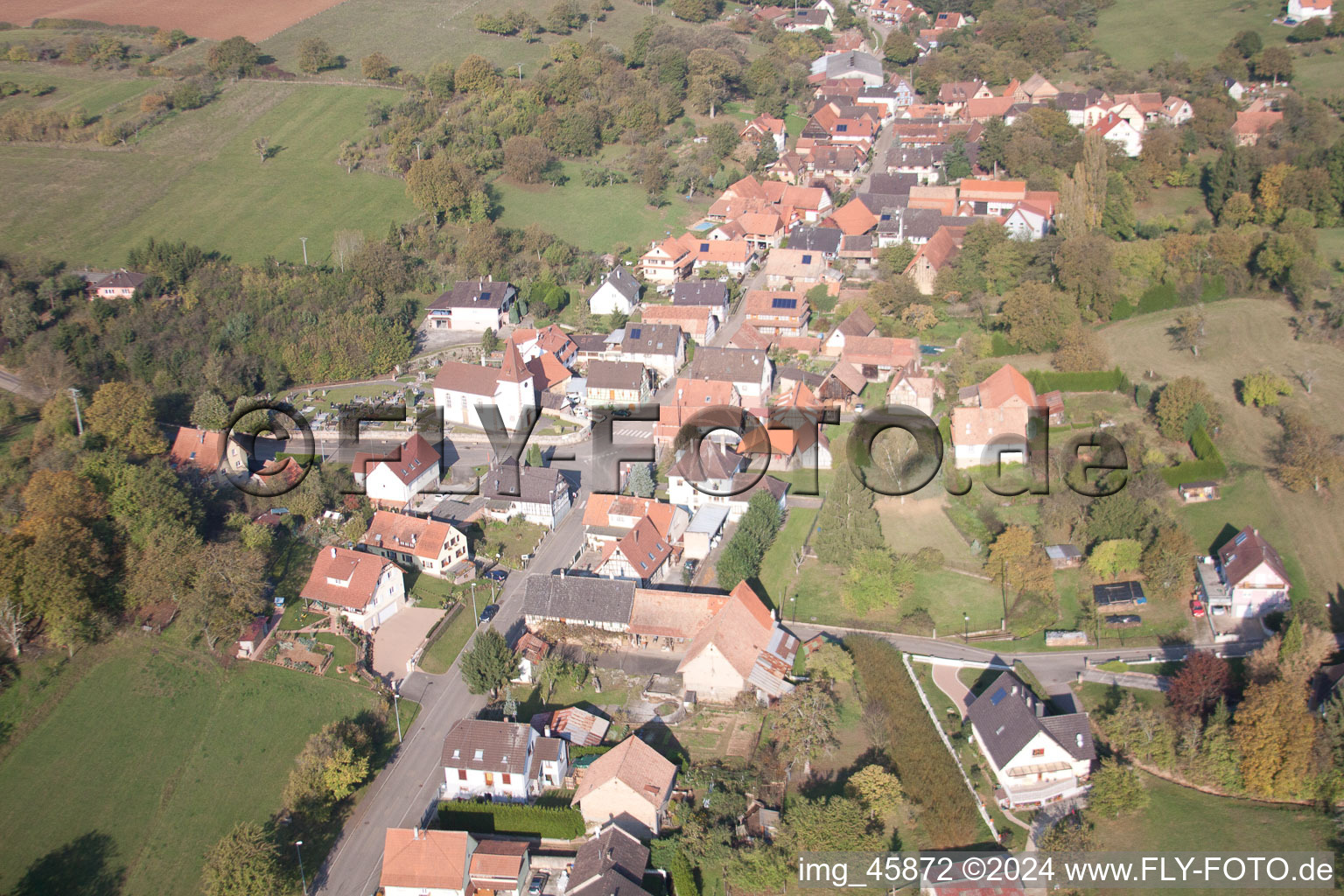 Enregistrement par drone de Mitschdorf dans le département Bas Rhin, France