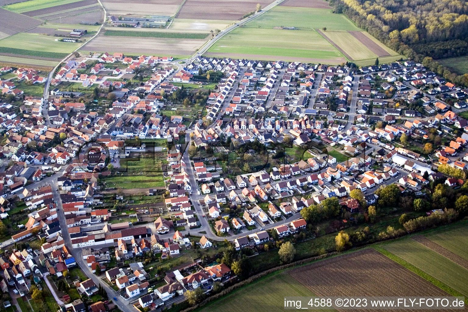 Vue aérienne de De l'est à Hördt dans le département Rhénanie-Palatinat, Allemagne