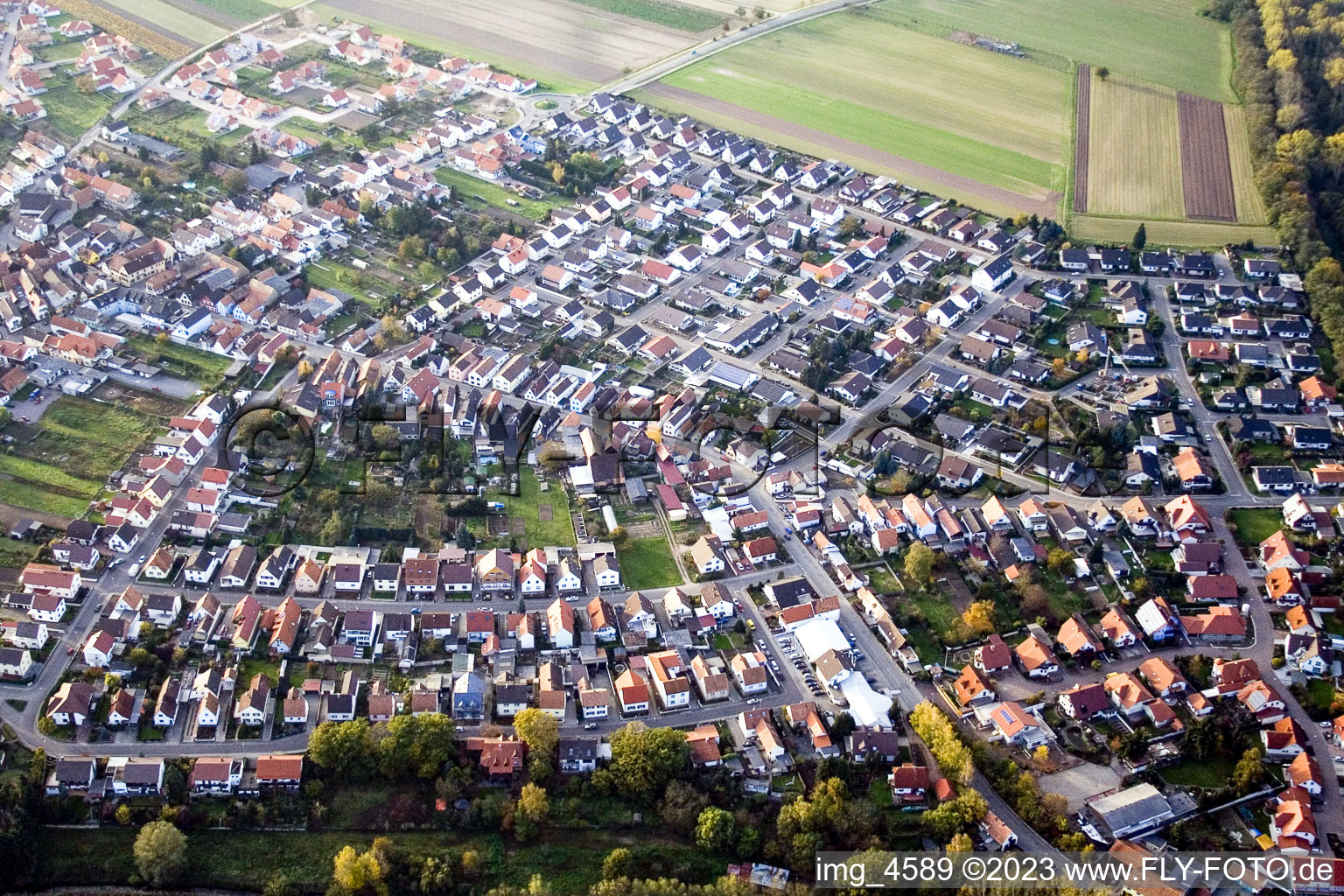 Vue aérienne de De l'est à Hördt dans le département Rhénanie-Palatinat, Allemagne