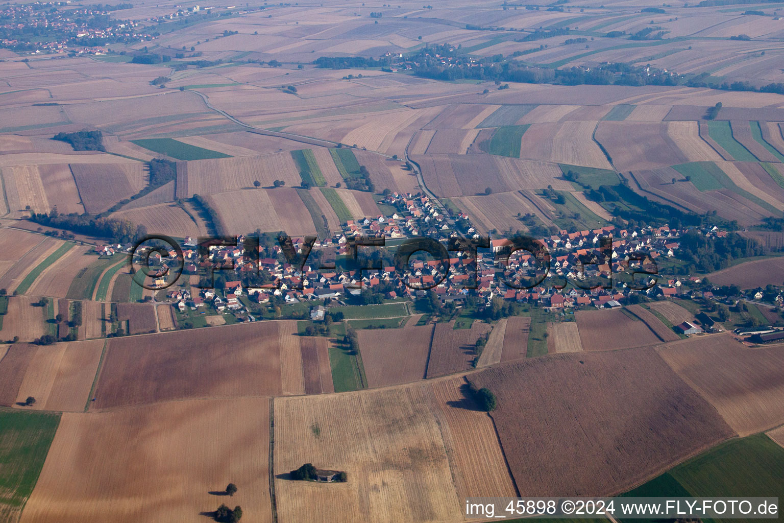 Aschbach dans le département Bas Rhin, France d'en haut