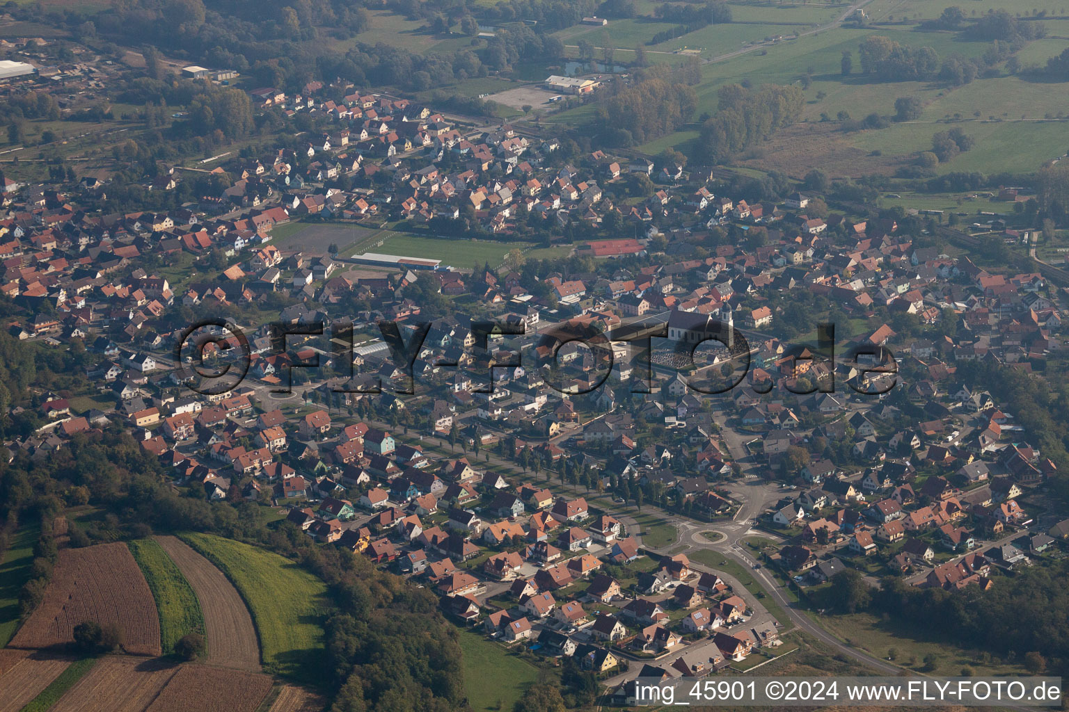 Vue oblique de Mothern dans le département Bas Rhin, France