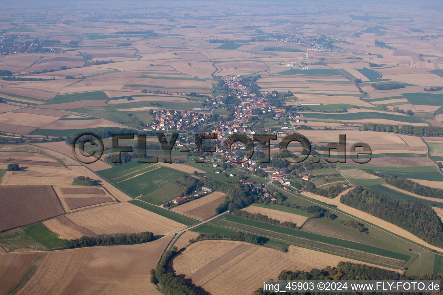 Vue d'oiseau de Neewiller-près-Lauterbourg dans le département Bas Rhin, France