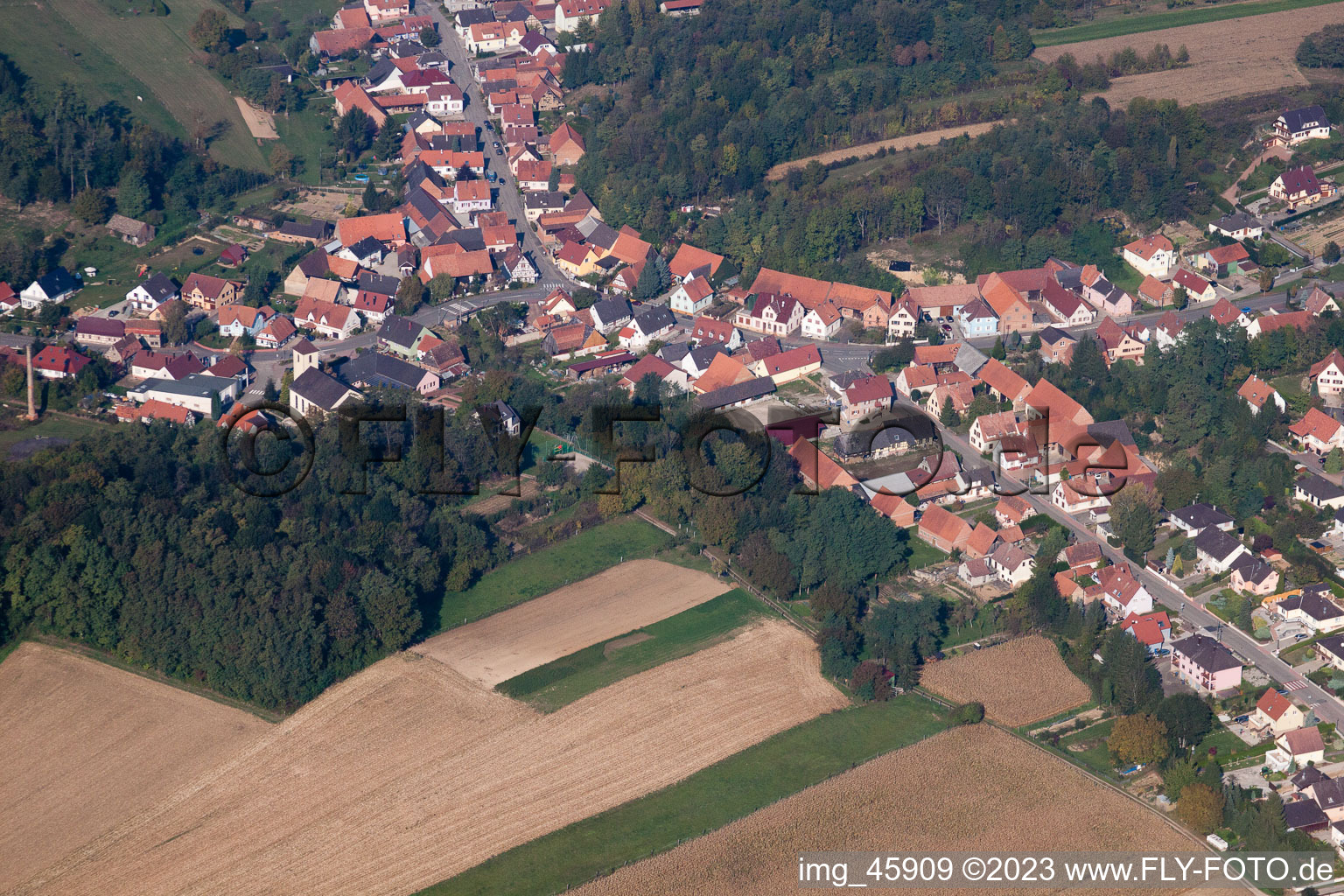 Neewiller-près-Lauterbourg dans le département Bas Rhin, France vue du ciel