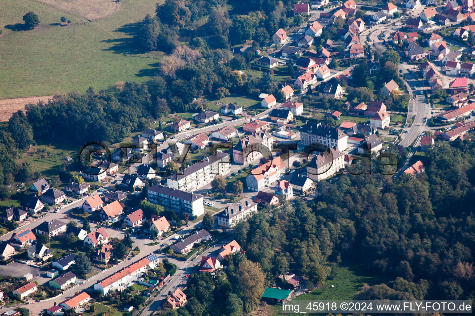 Enregistrement par drone de Lauterbourg dans le département Bas Rhin, France