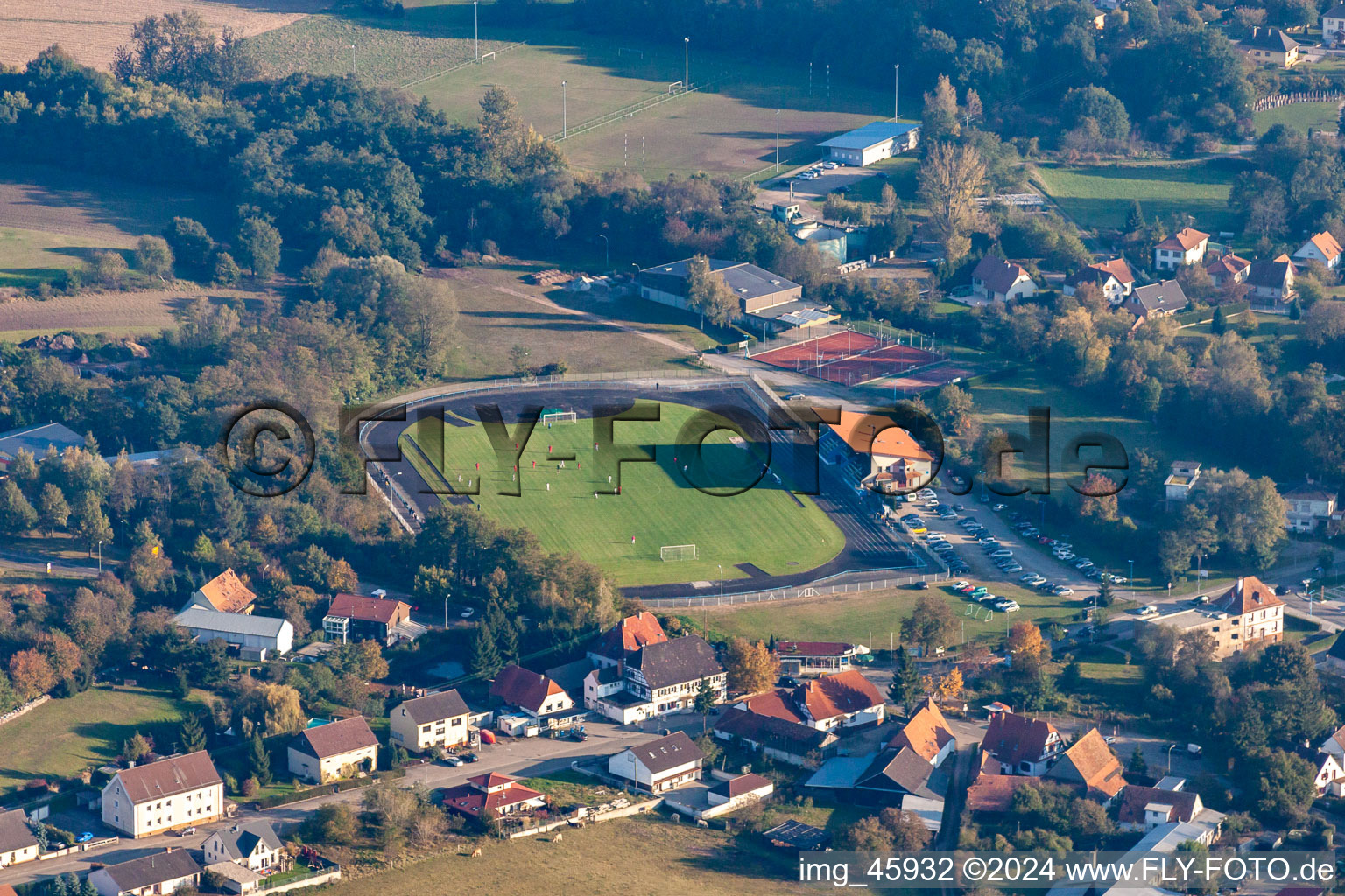 Vue aérienne de TC Louterbourg à le quartier Neulauterburg in Lauterbourg dans le département Bas Rhin, France