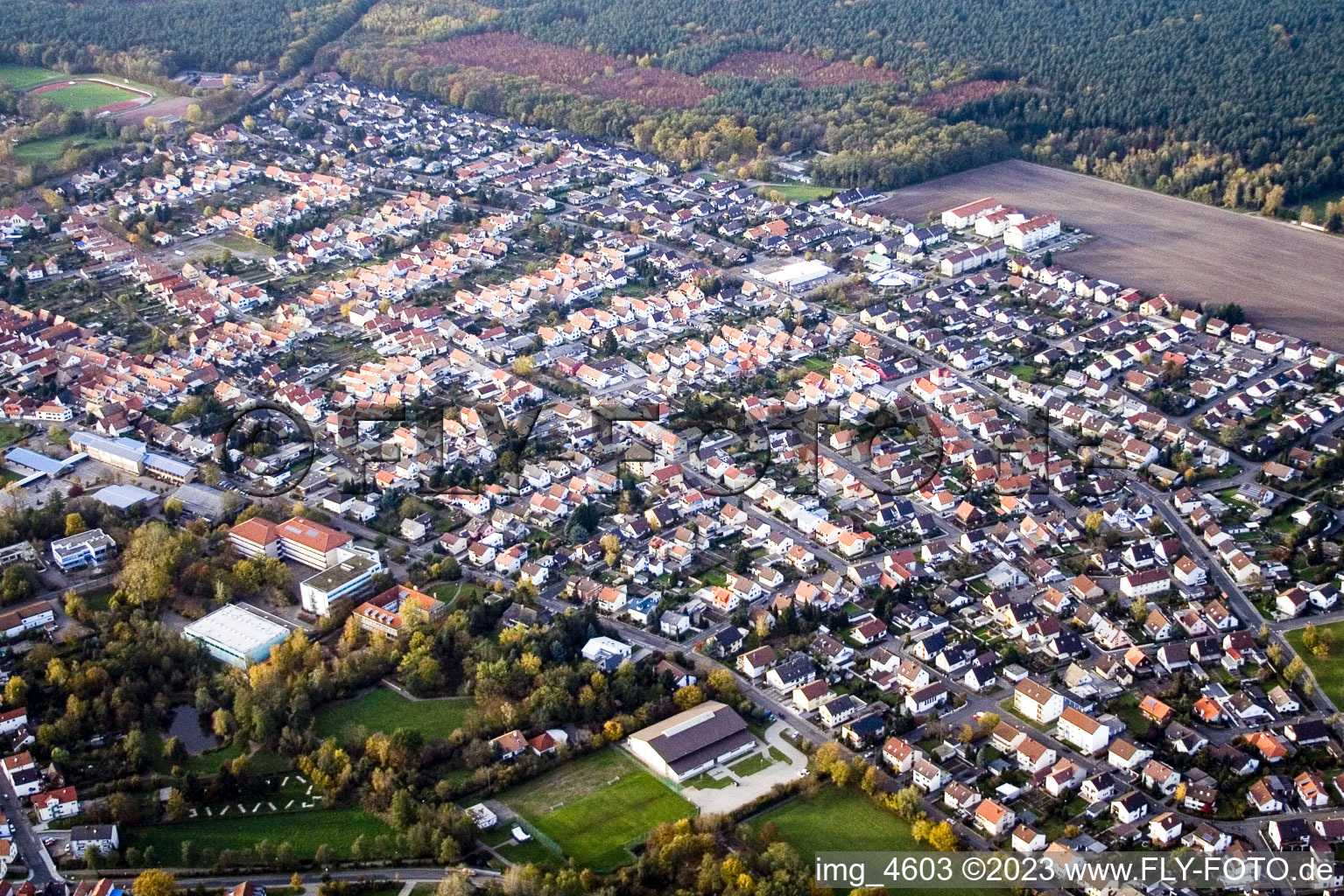 Vue aérienne de Postgrabenstr à Bellheim dans le département Rhénanie-Palatinat, Allemagne
