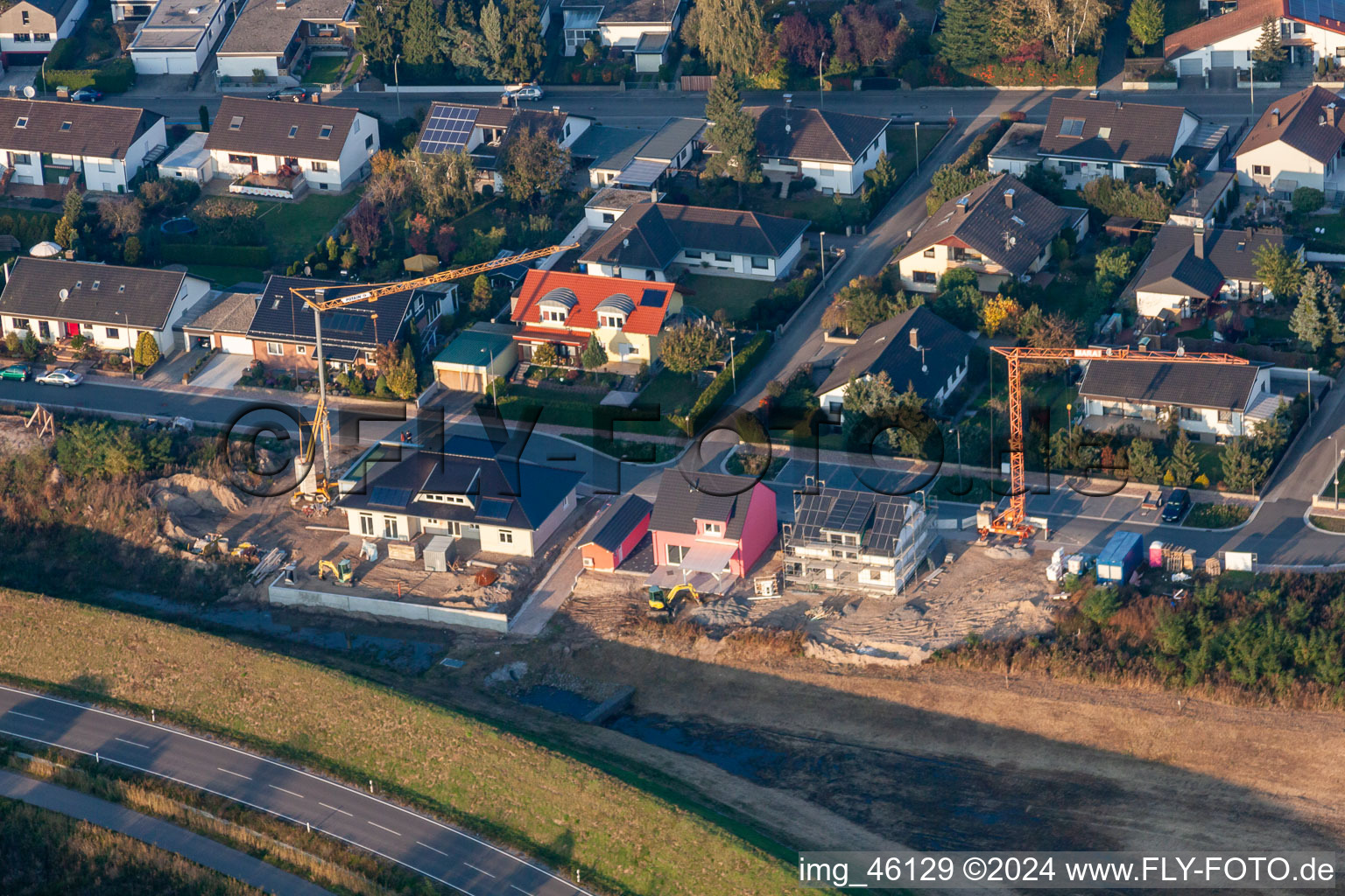 Vue aérienne de Forstlandallee à Jockgrim dans le département Rhénanie-Palatinat, Allemagne