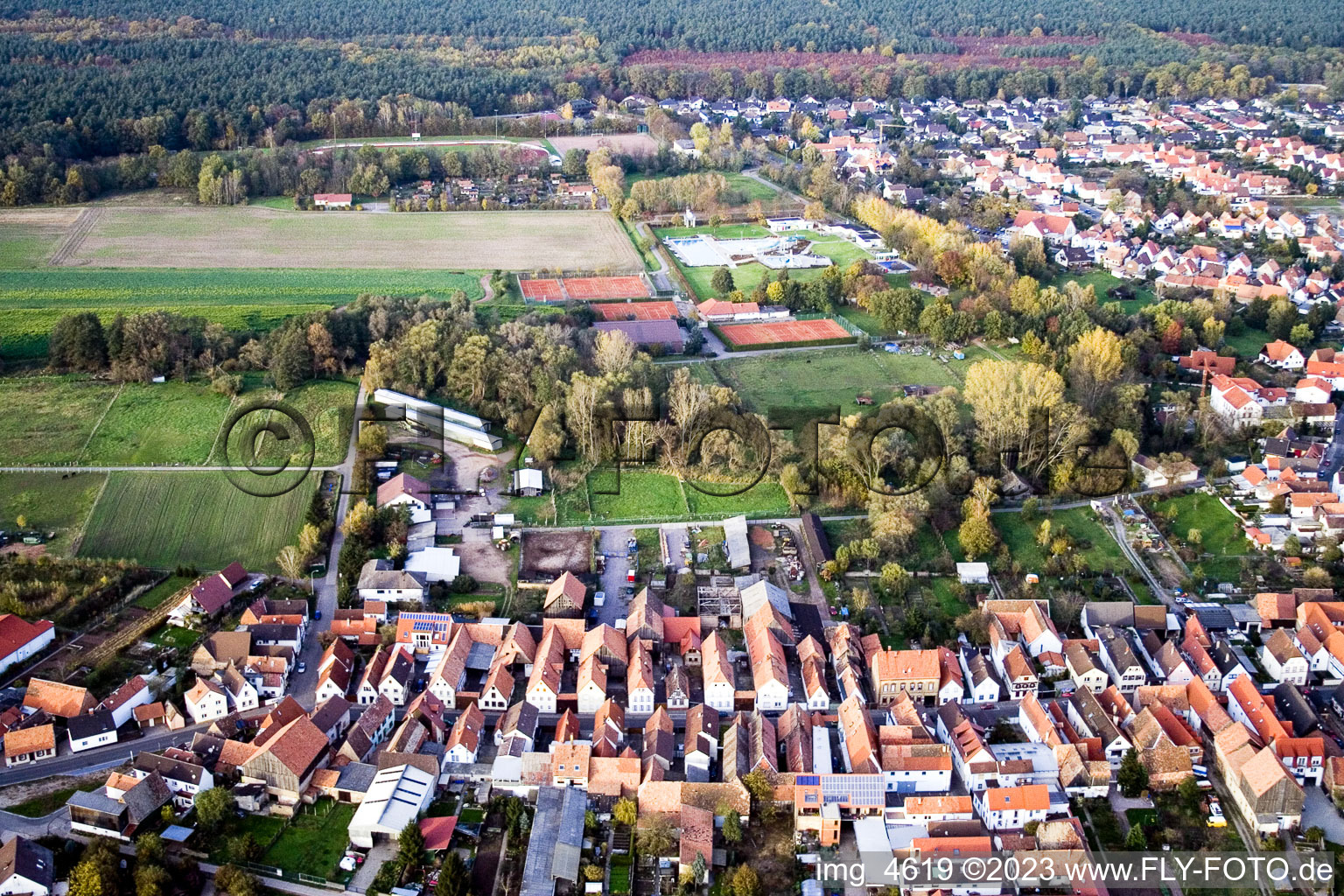 Vue aérienne de Oberwiesenstr. à Bellheim dans le département Rhénanie-Palatinat, Allemagne