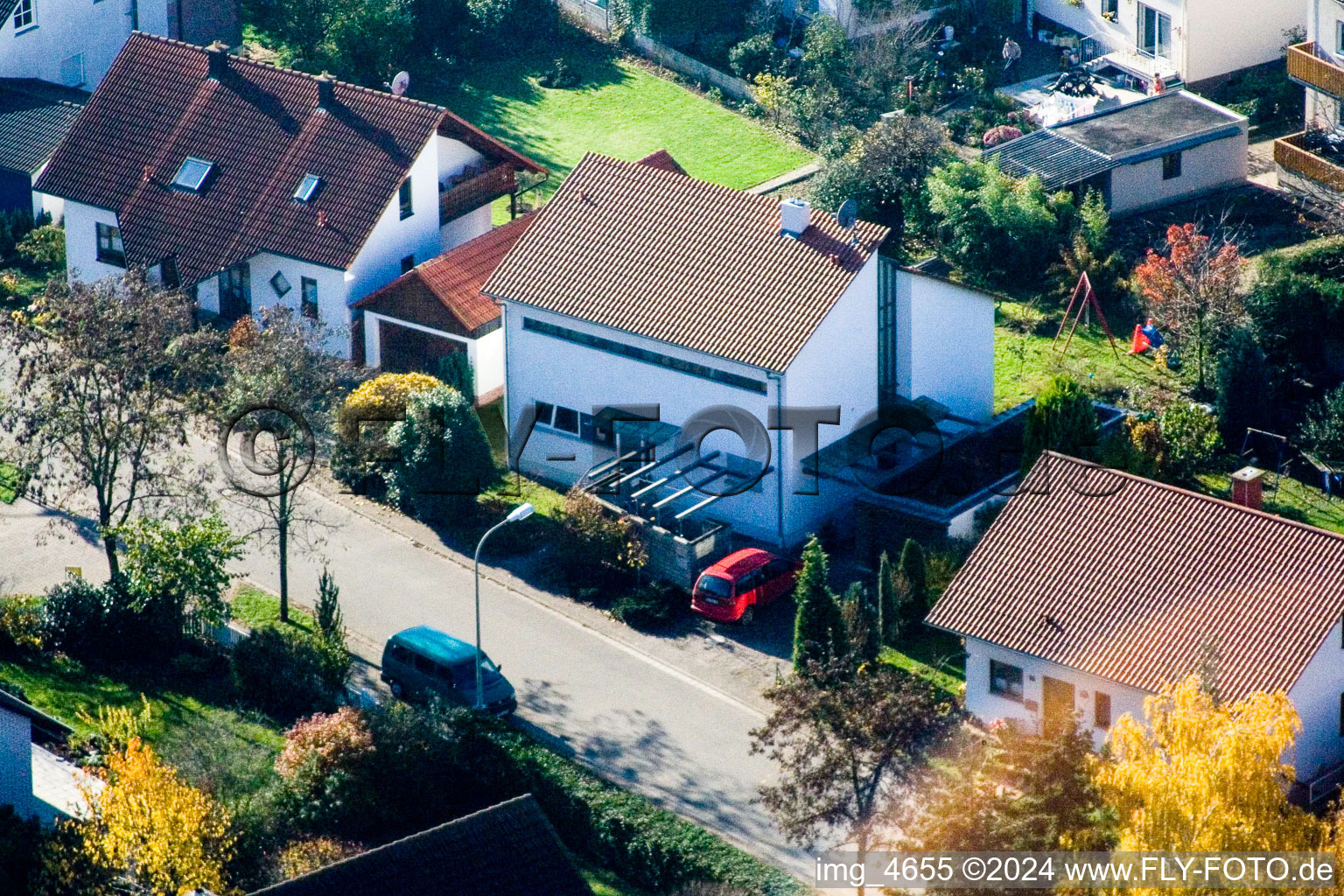 Vue d'oiseau de Klingbachstr. à Steinweiler dans le département Rhénanie-Palatinat, Allemagne