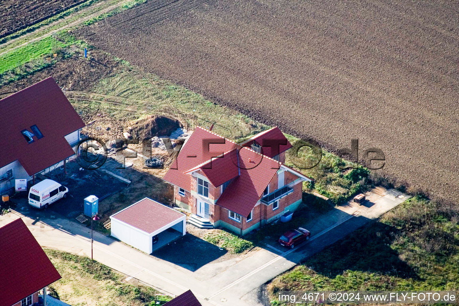 Vue d'oiseau de Nouvelle zone de développement Brotäcker à Steinweiler dans le département Rhénanie-Palatinat, Allemagne