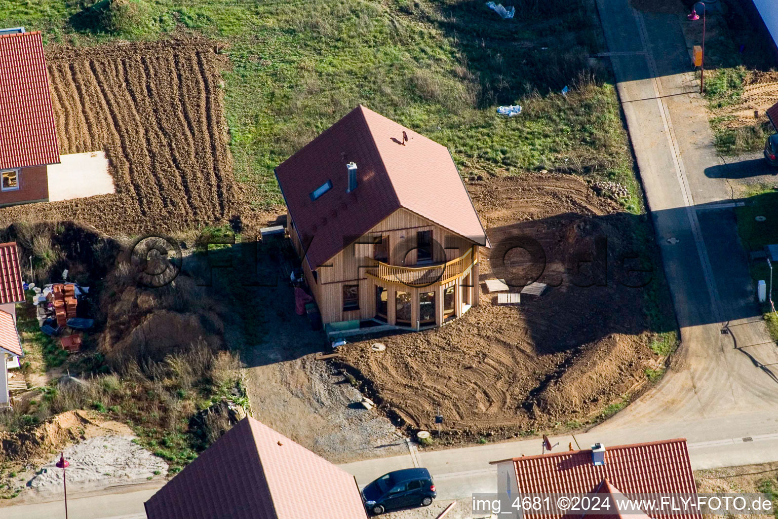 Enregistrement par drone de Nouvelle zone de développement Brotäcker à Steinweiler dans le département Rhénanie-Palatinat, Allemagne