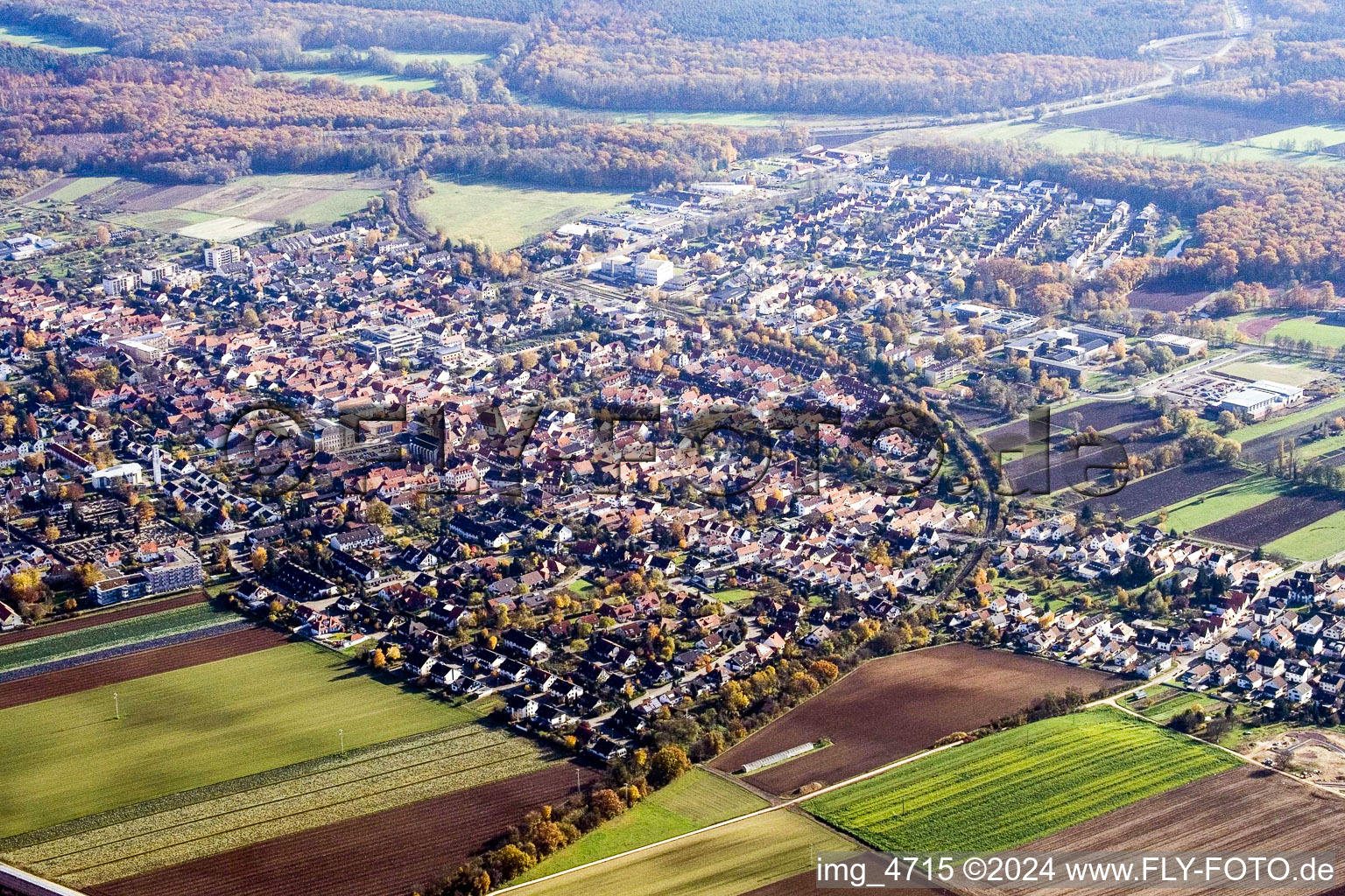 Vue oblique de Du nord-ouest à Kandel dans le département Rhénanie-Palatinat, Allemagne