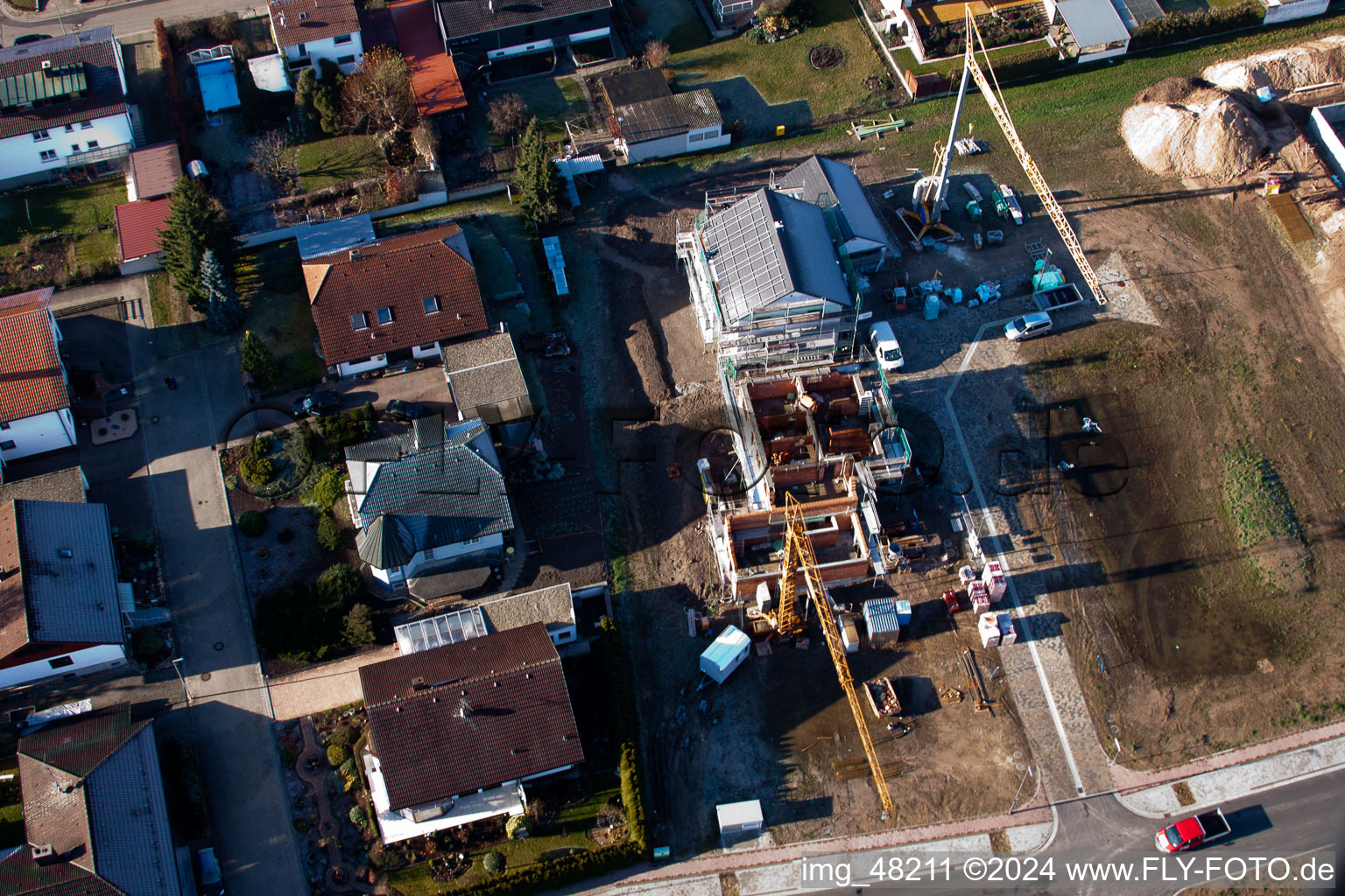 Minfeld dans le département Rhénanie-Palatinat, Allemagne depuis l'avion