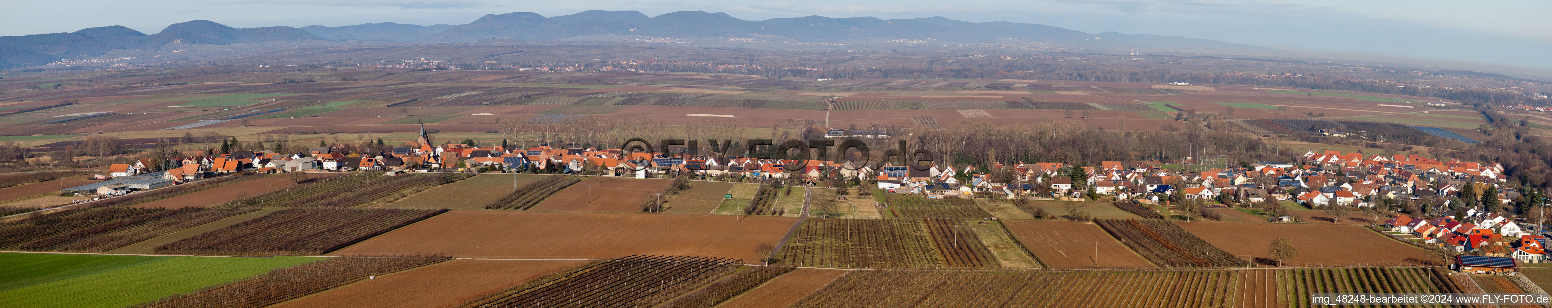 Vue aérienne de Panorama à Winden dans le département Rhénanie-Palatinat, Allemagne