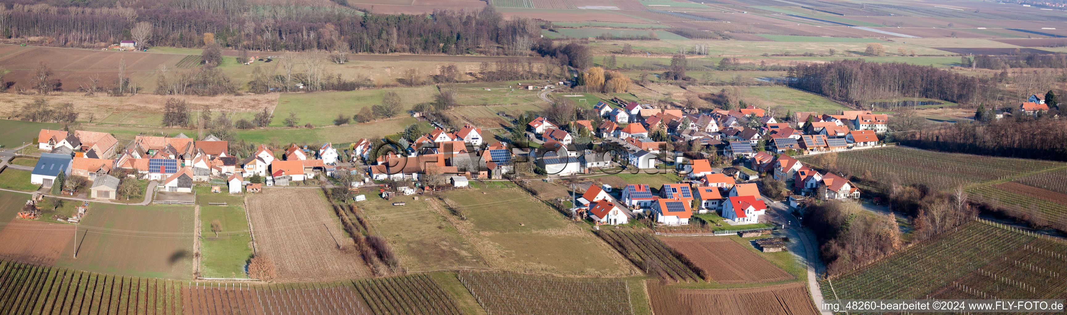 Vue aérienne de Panorama - perspective des champs agricoles et des zones agricoles à Hergersweiler dans le département Rhénanie-Palatinat, Allemagne