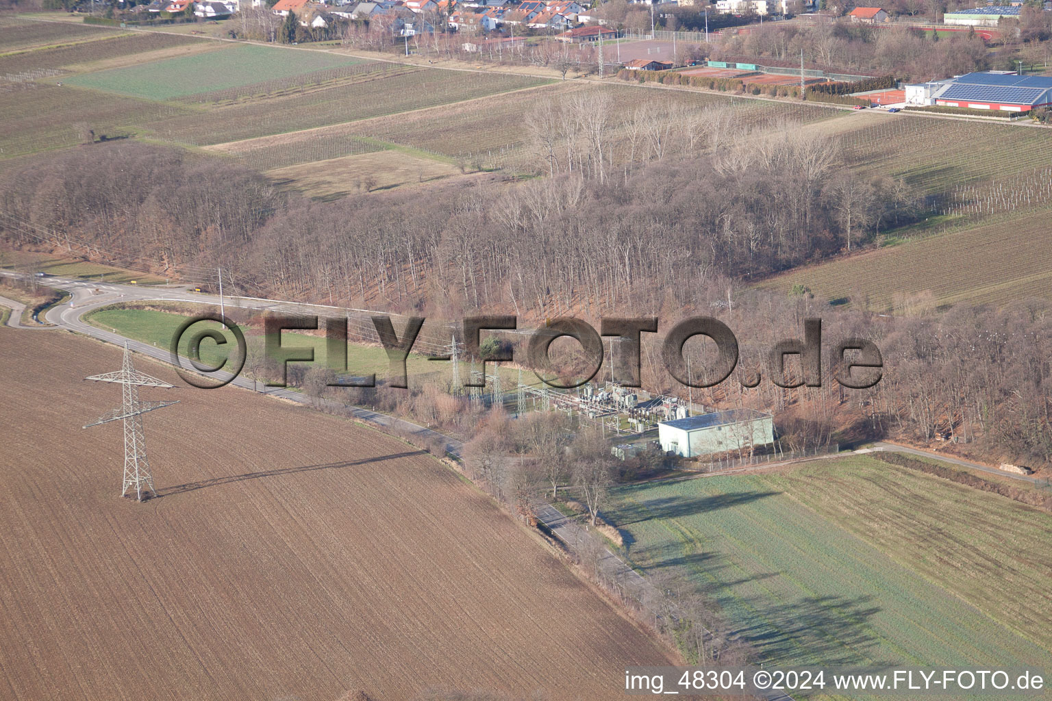 Vue aérienne de Sous-station à Bad Bergzabern dans le département Rhénanie-Palatinat, Allemagne