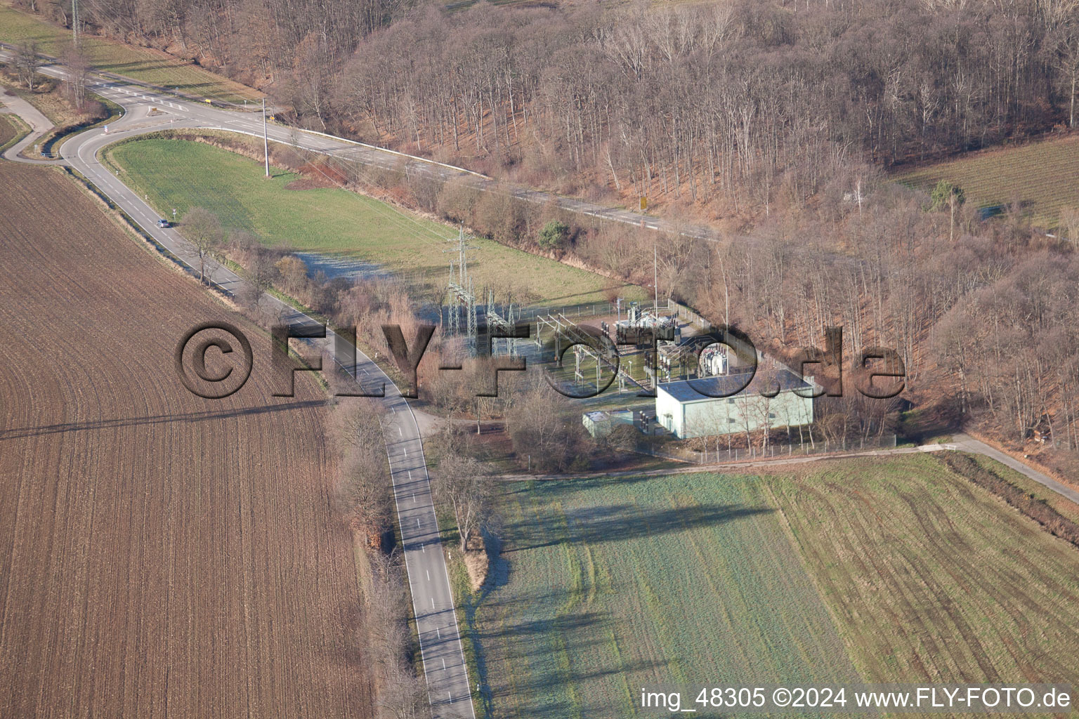 Photographie aérienne de Sous-station à Bad Bergzabern dans le département Rhénanie-Palatinat, Allemagne