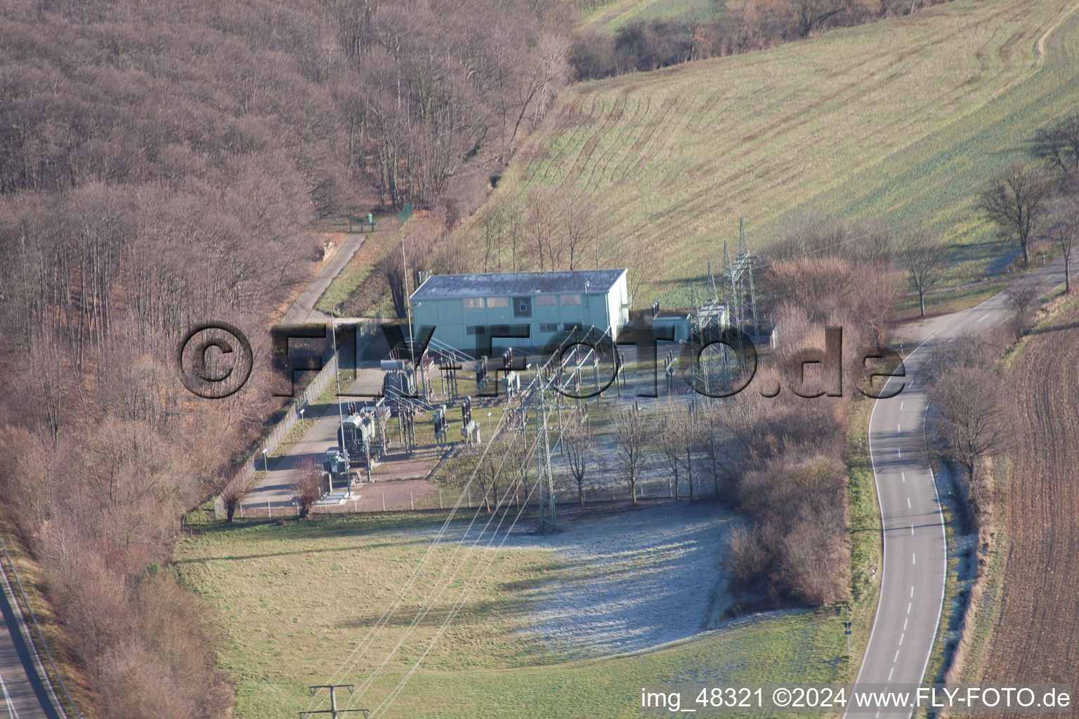 Image drone de Sous-station à Bad Bergzabern dans le département Rhénanie-Palatinat, Allemagne