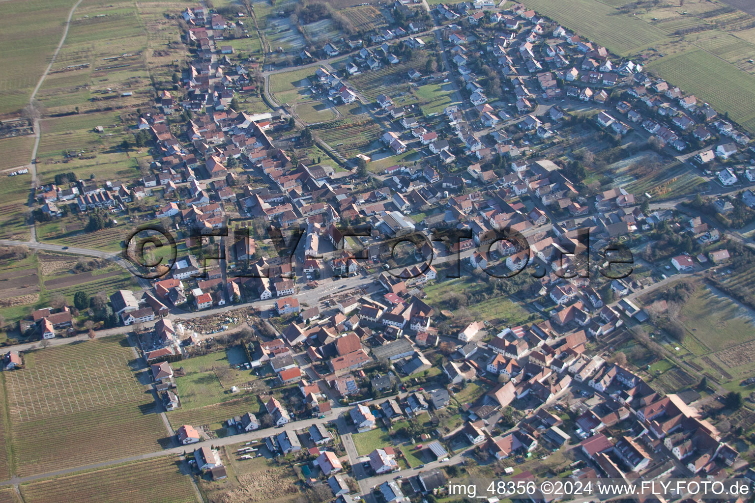 Oberotterbach dans le département Rhénanie-Palatinat, Allemagne d'en haut