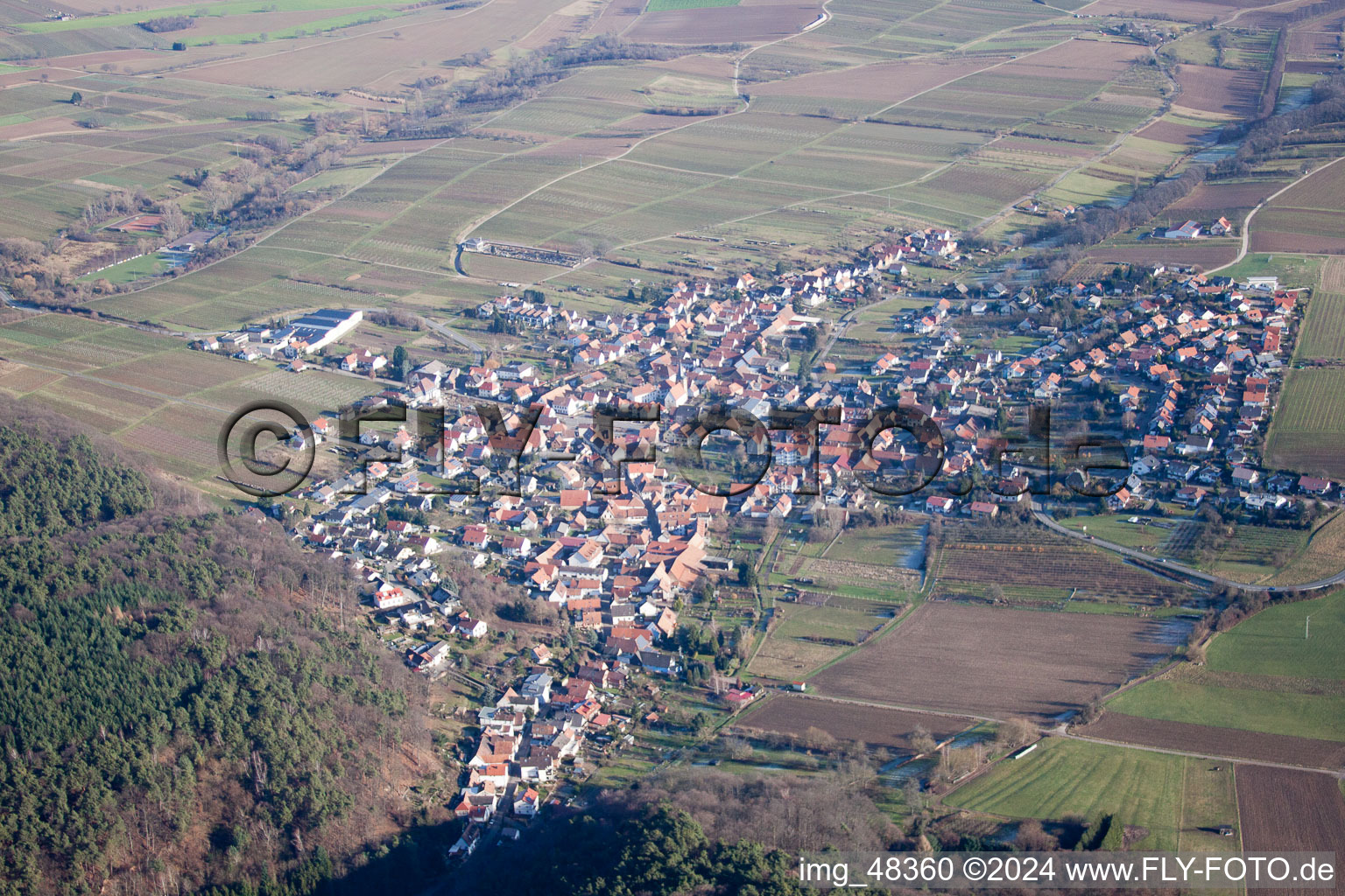 Quartier Rechtenbach in Schweigen-Rechtenbach dans le département Rhénanie-Palatinat, Allemagne vue d'en haut