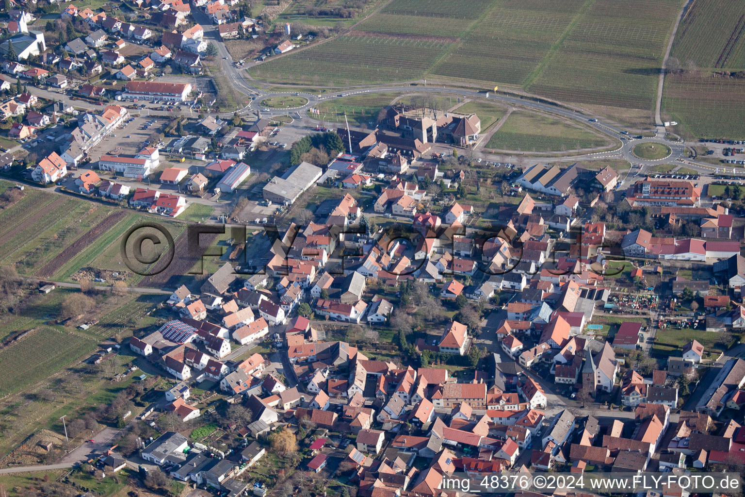 Vue oblique de Quartier Schweigen in Schweigen-Rechtenbach dans le département Rhénanie-Palatinat, Allemagne