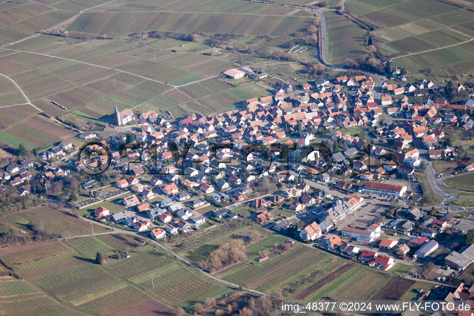 Quartier Schweigen in Schweigen-Rechtenbach dans le département Rhénanie-Palatinat, Allemagne d'en haut