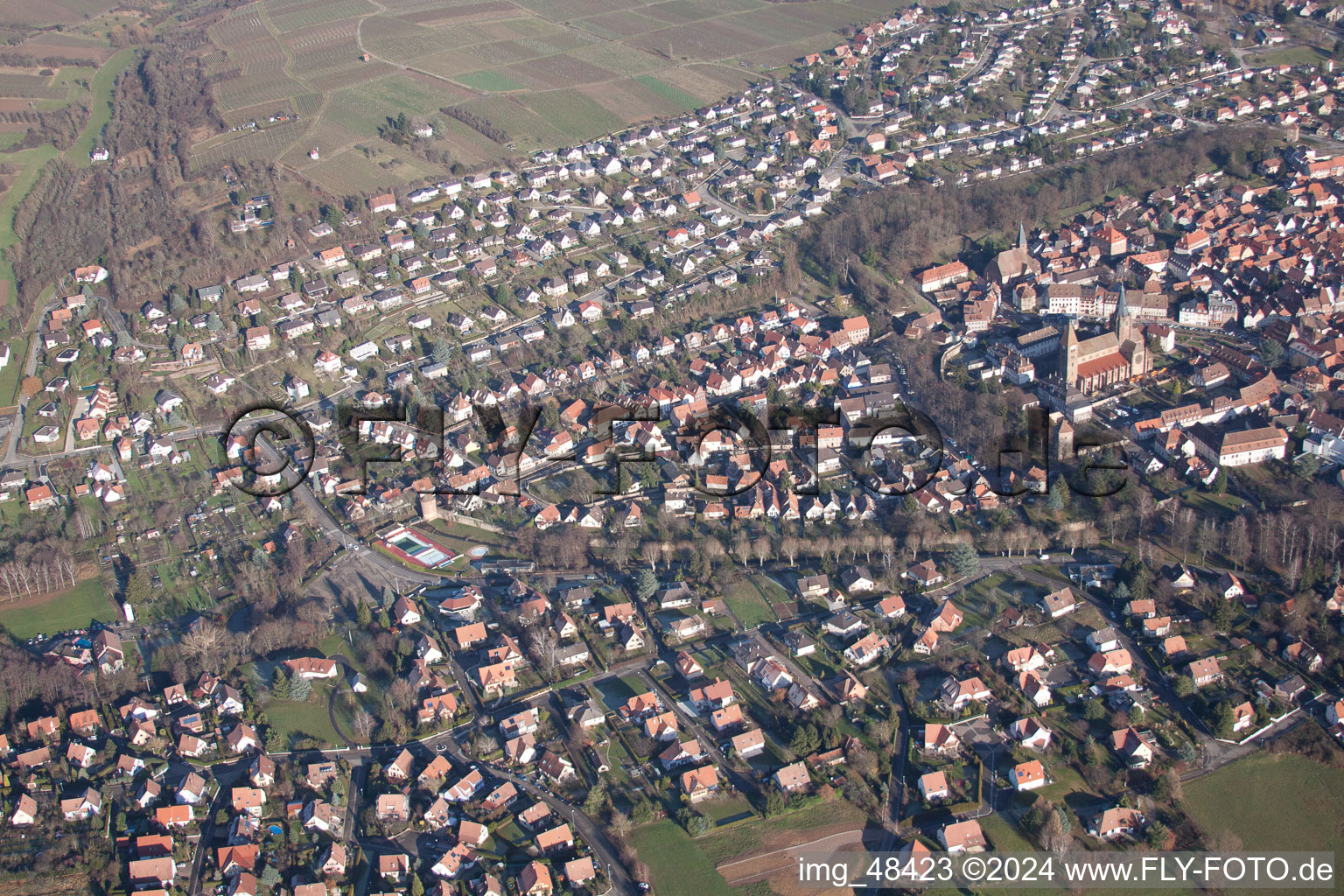 Wissembourg dans le département Bas Rhin, France d'en haut