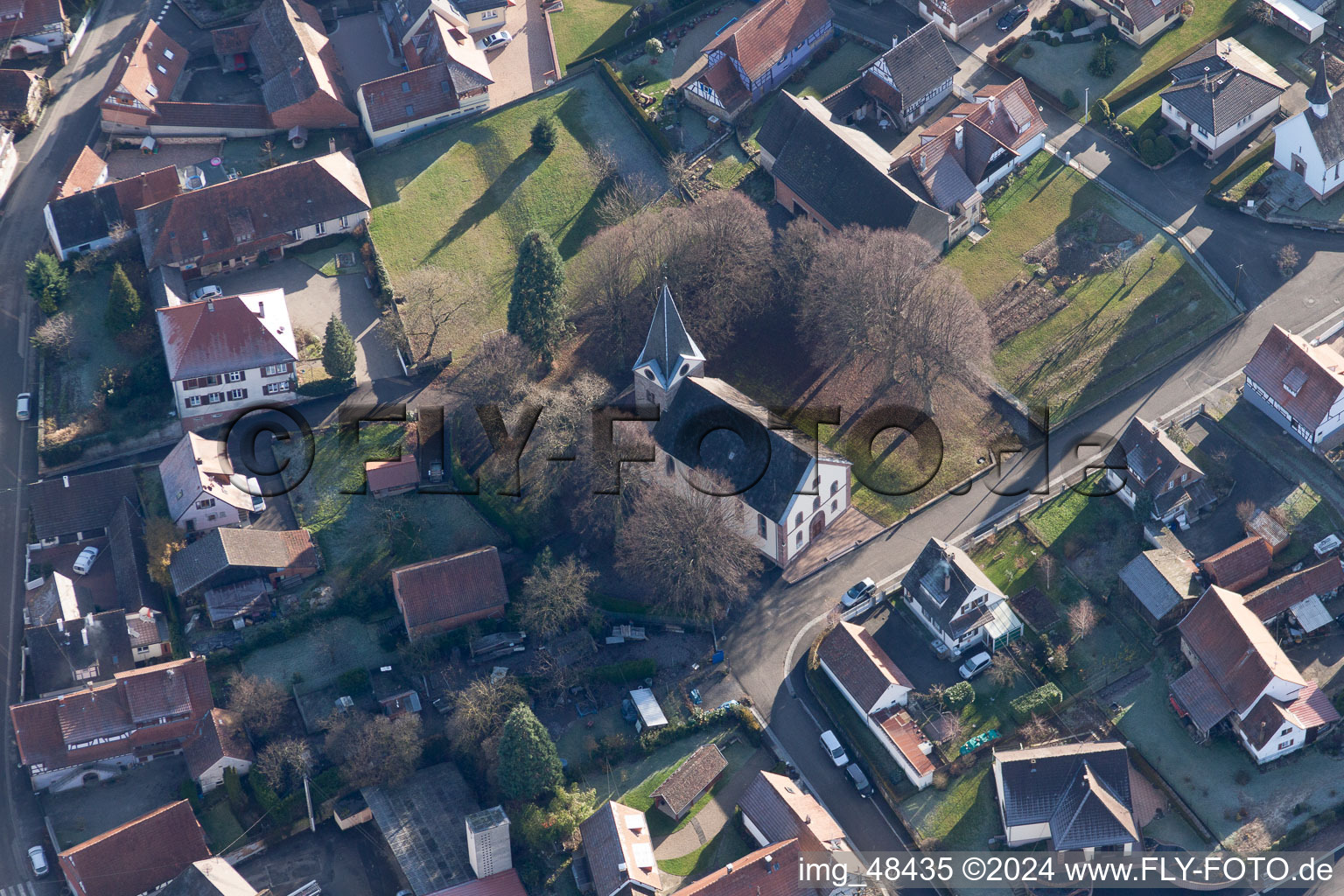 Steinseltz dans le département Bas Rhin, France depuis l'avion