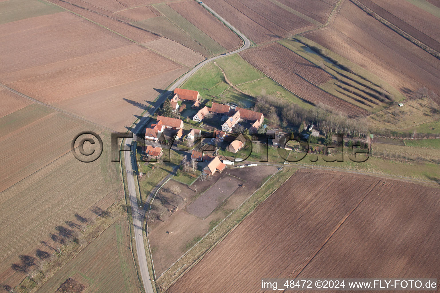 Seebach dans le département Bas Rhin, France vu d'un drone