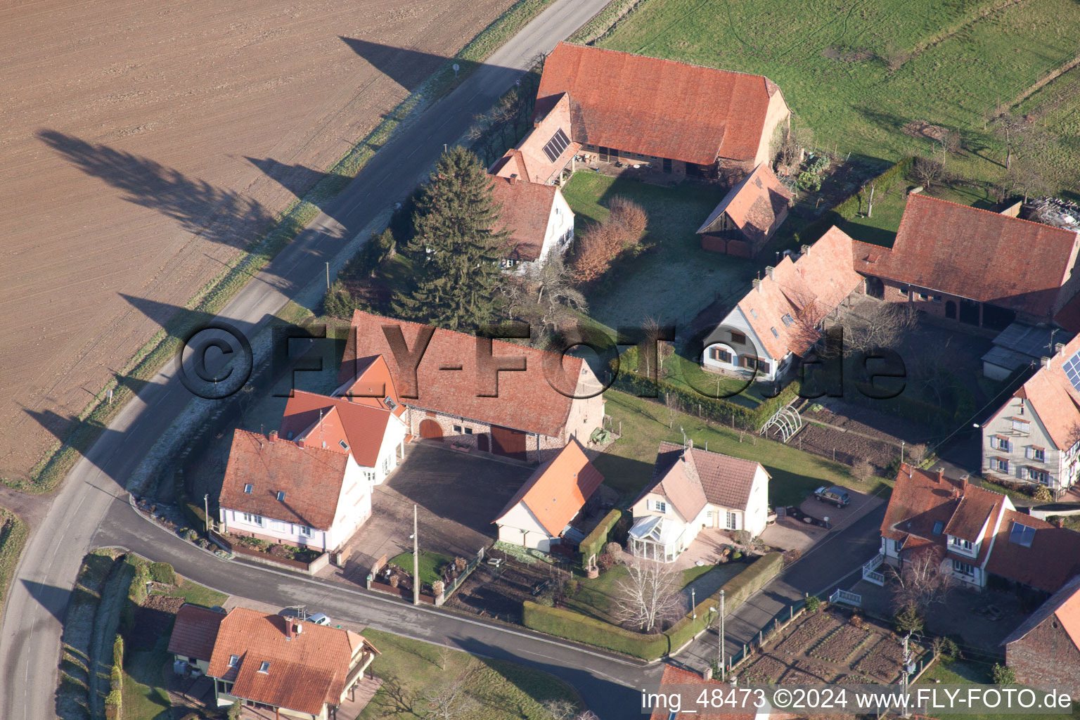 Vue aérienne de Seebach dans le département Bas Rhin, France