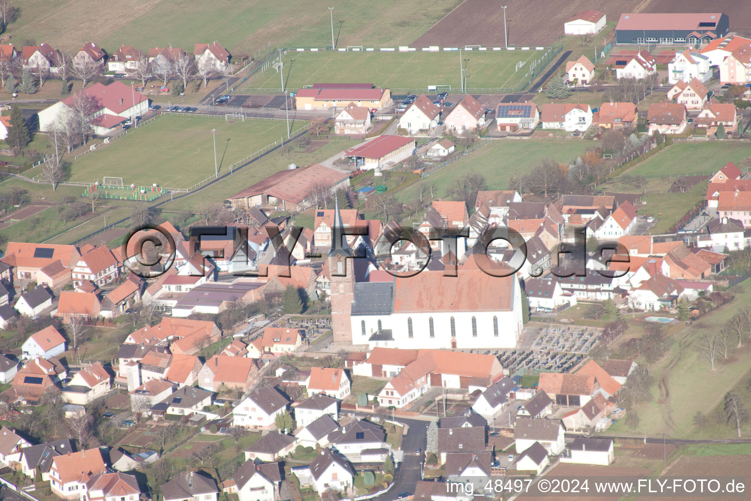 Image drone de Schleithal dans le département Bas Rhin, France